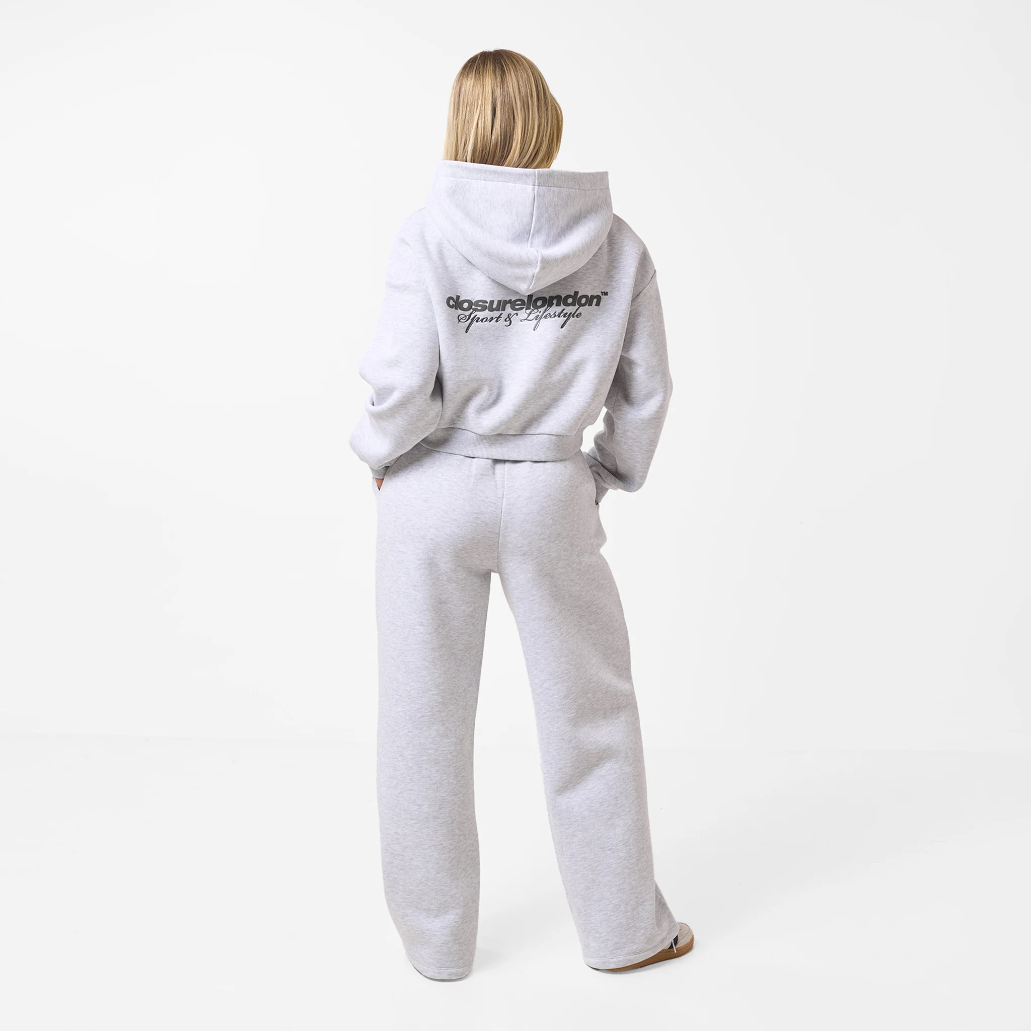 Stacked Crop Tracksuit | Grey Marl - Image 6