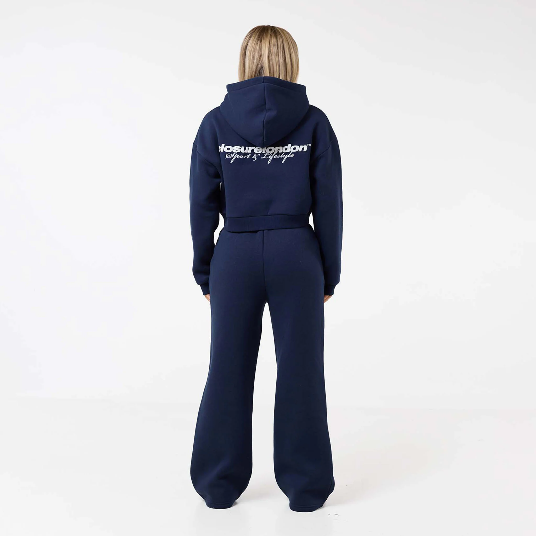 Stacked Crop Tracksuit | Navy