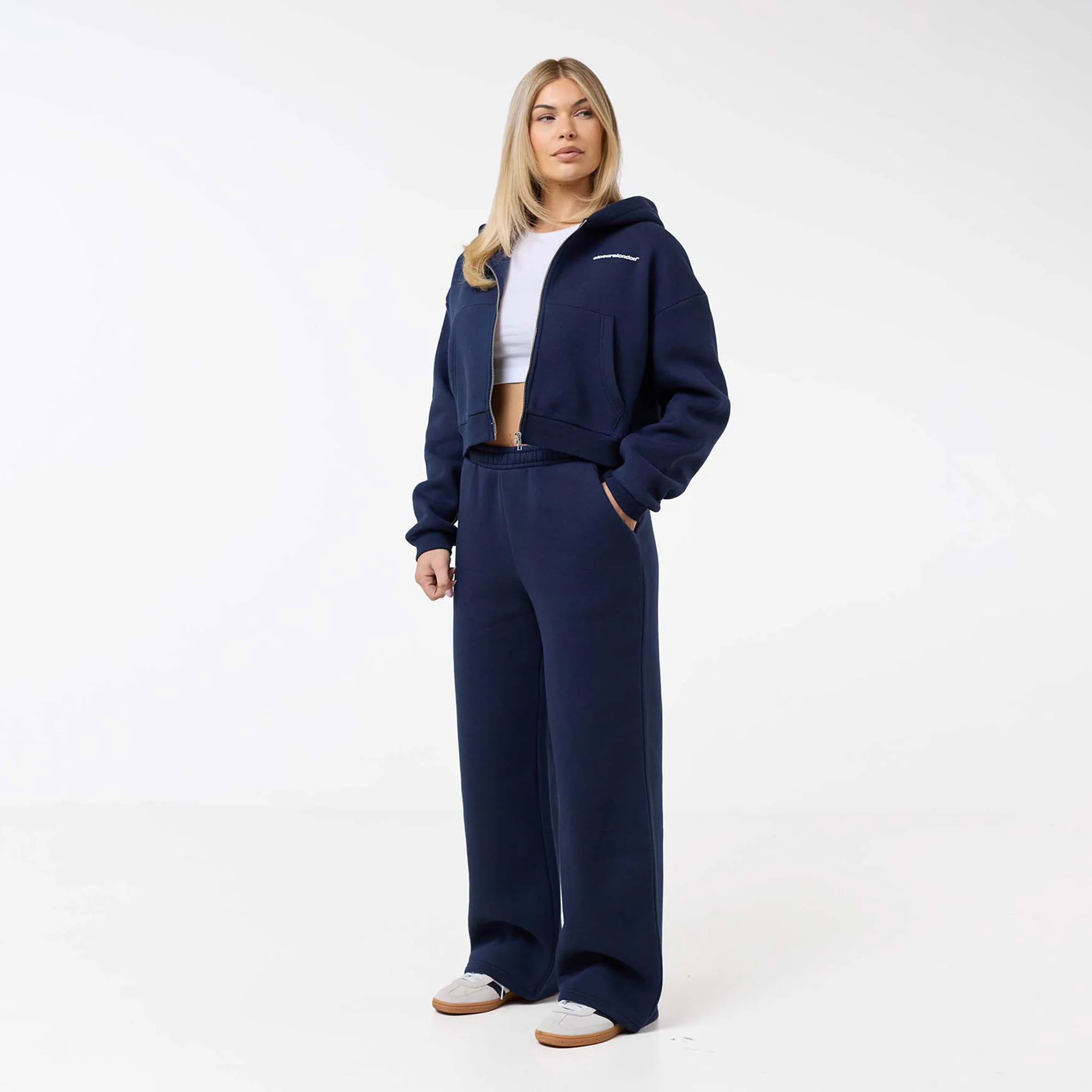 Stacked Crop Tracksuit | Navy - Image 3