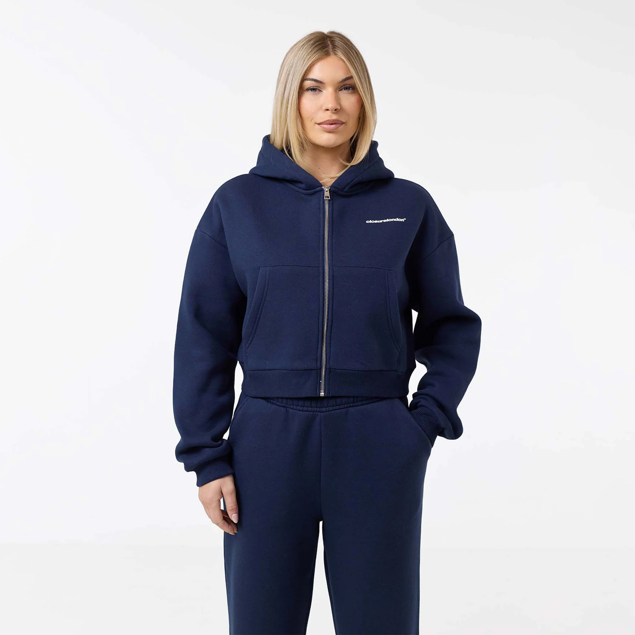 Stacked Crop Tracksuit | Navy - Image 4