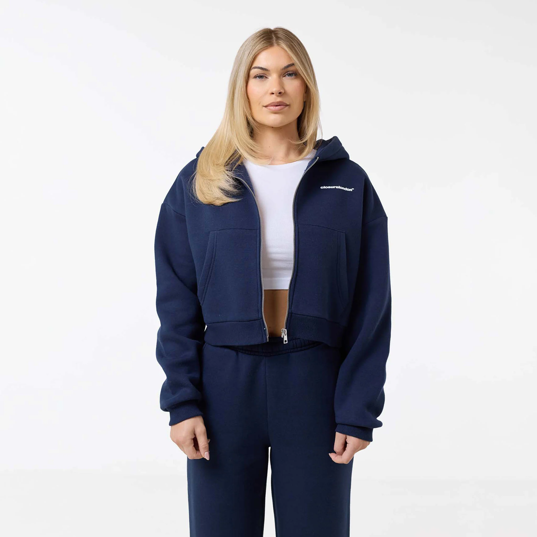 Stacked Crop Tracksuit | Navy - Image 6