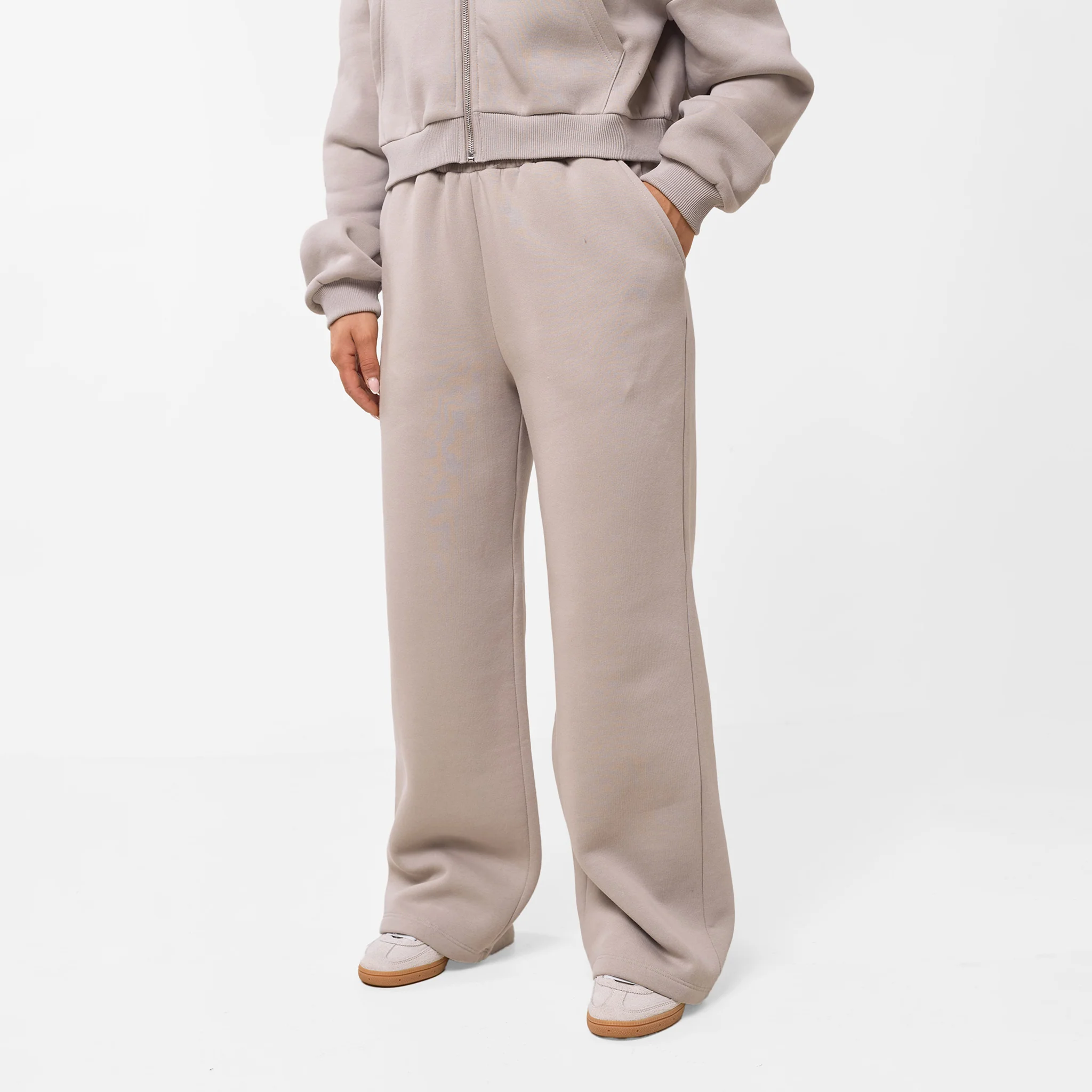 Stacked Crop Tracksuit | Taupe - Image 5