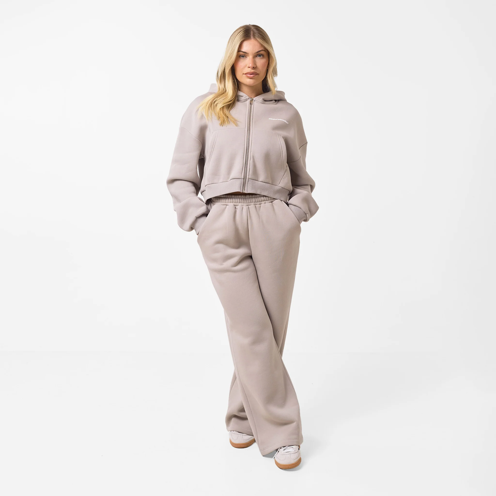 Stacked Crop Tracksuit | Taupe - Image 7