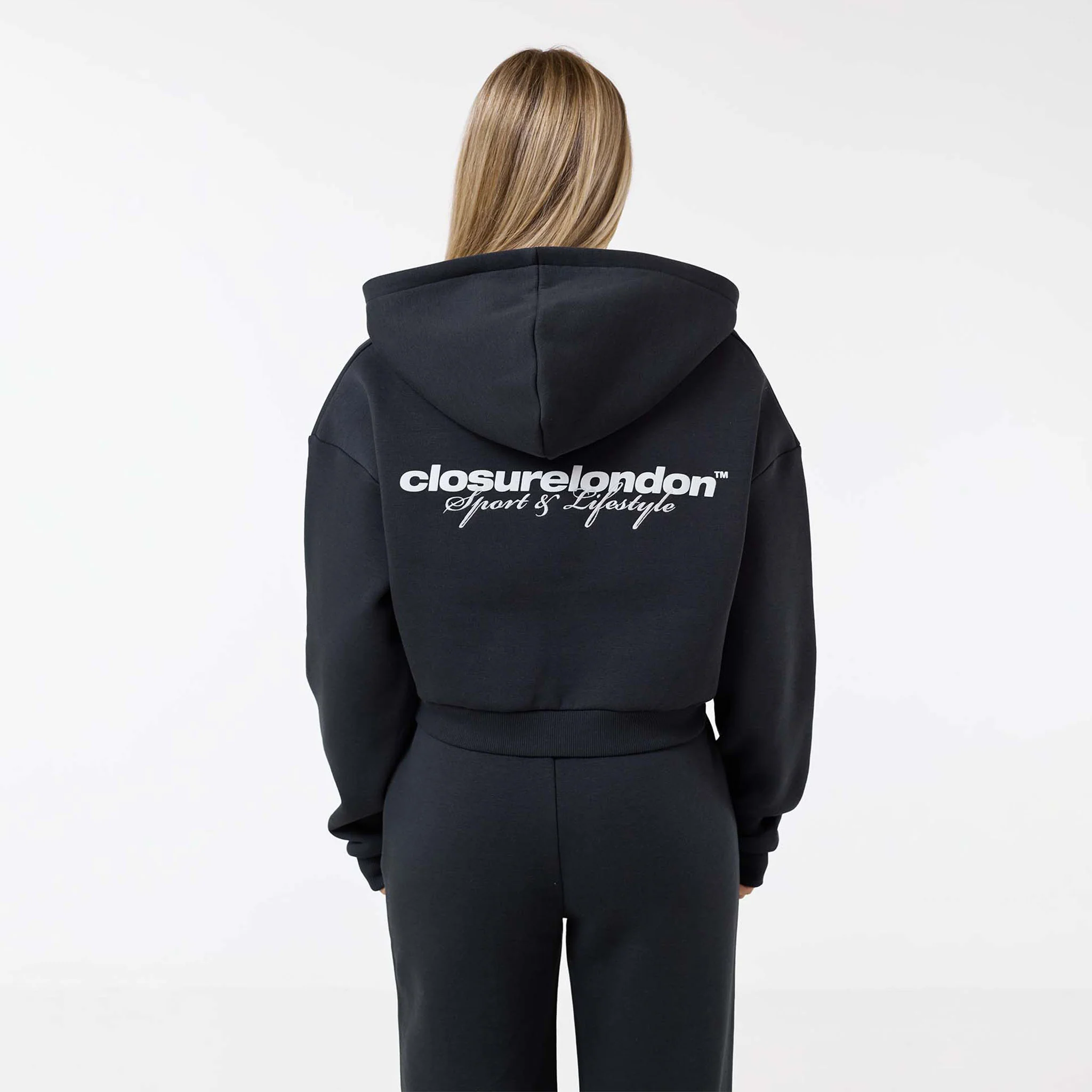 Stacked Crop Tracksuit | Washed Black - Image 2