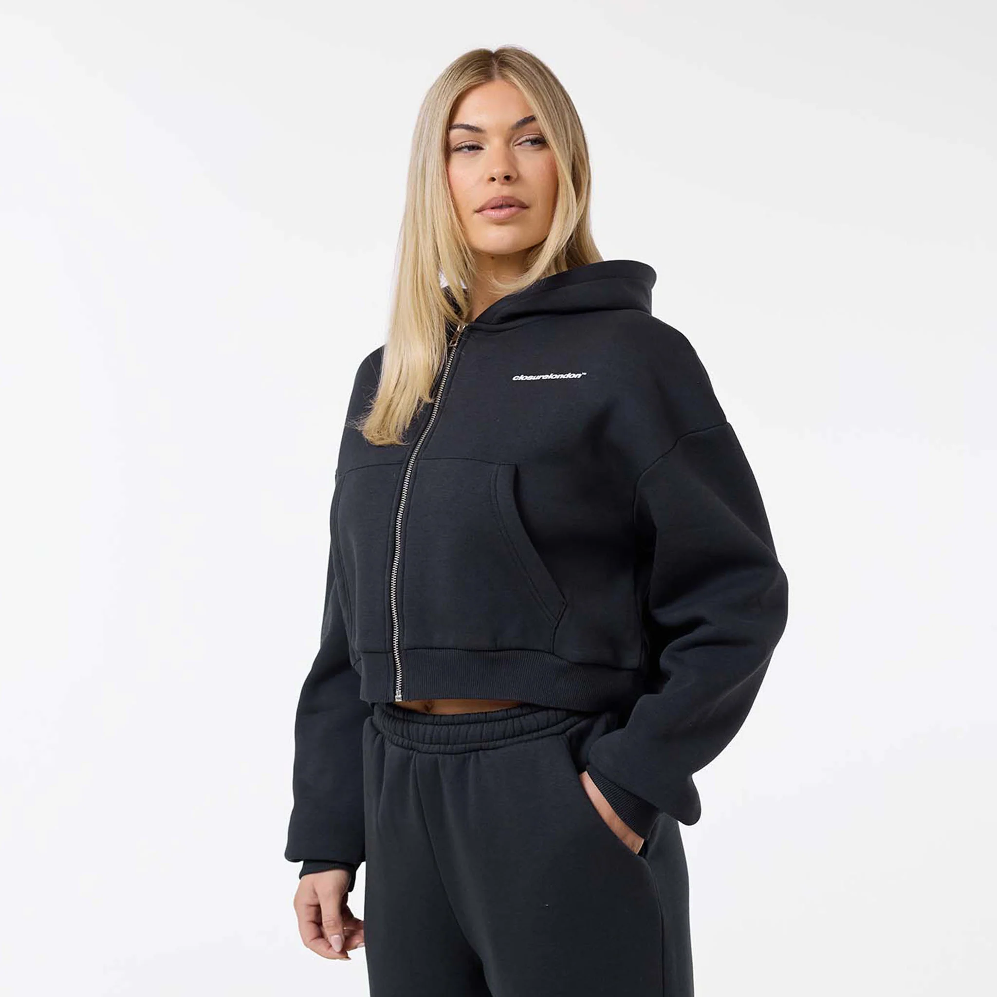 Stacked Crop Tracksuit | Washed Black - Image 3