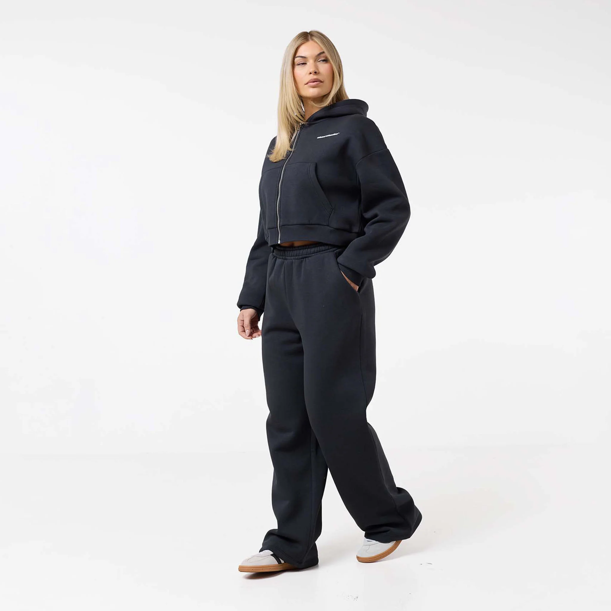 Stacked Crop Tracksuit | Washed Black - Image 5