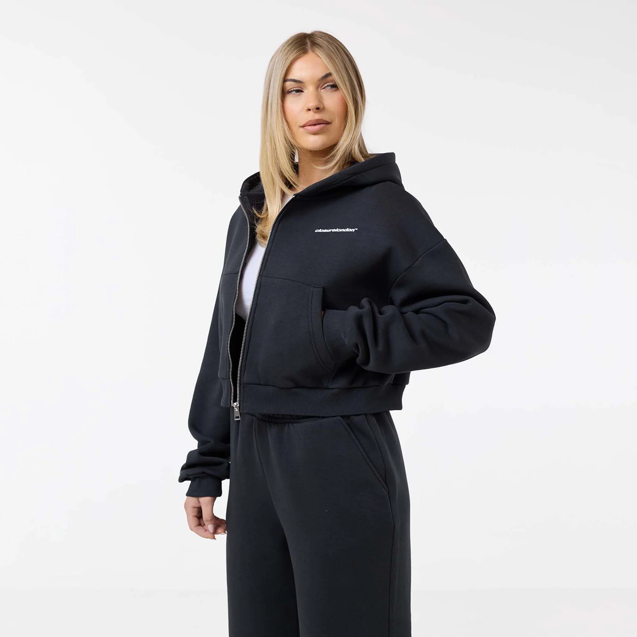 Stacked Crop Tracksuit | Washed Black - Image 7