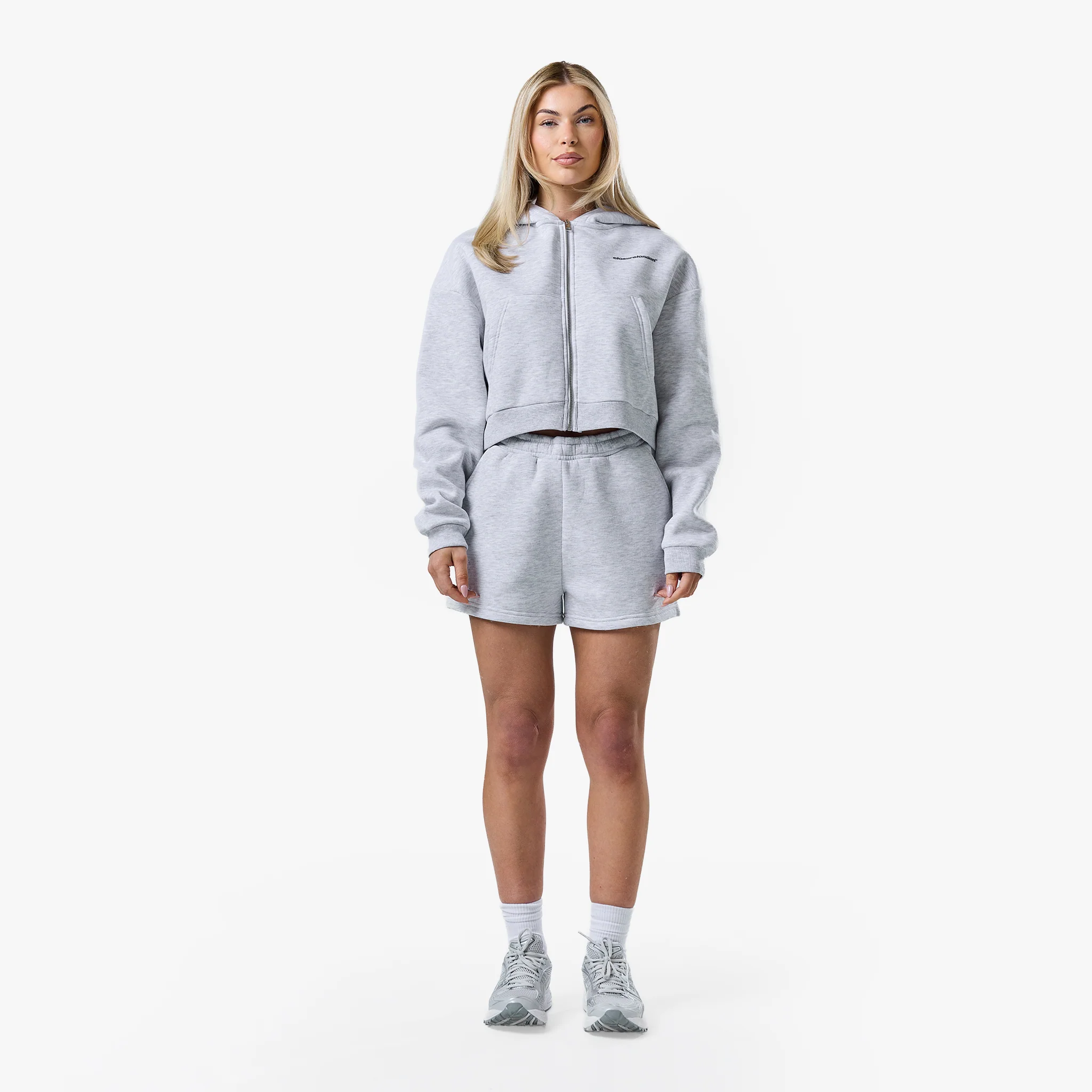 Stacked Cropped Hoodie Twinset | Grey Marl - Image 6