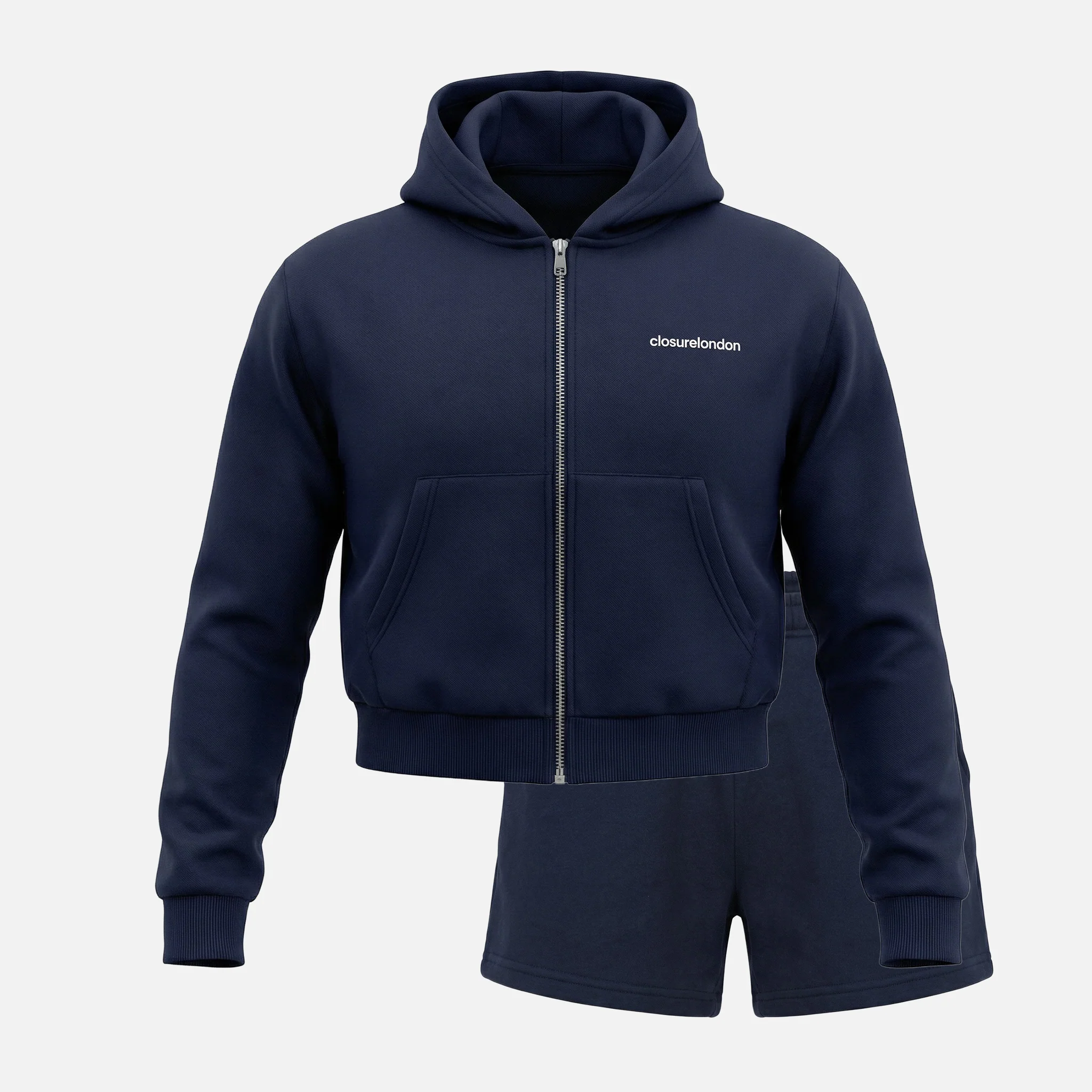 Stacked Cropped Hoodie Twinset | Navy - Image 11