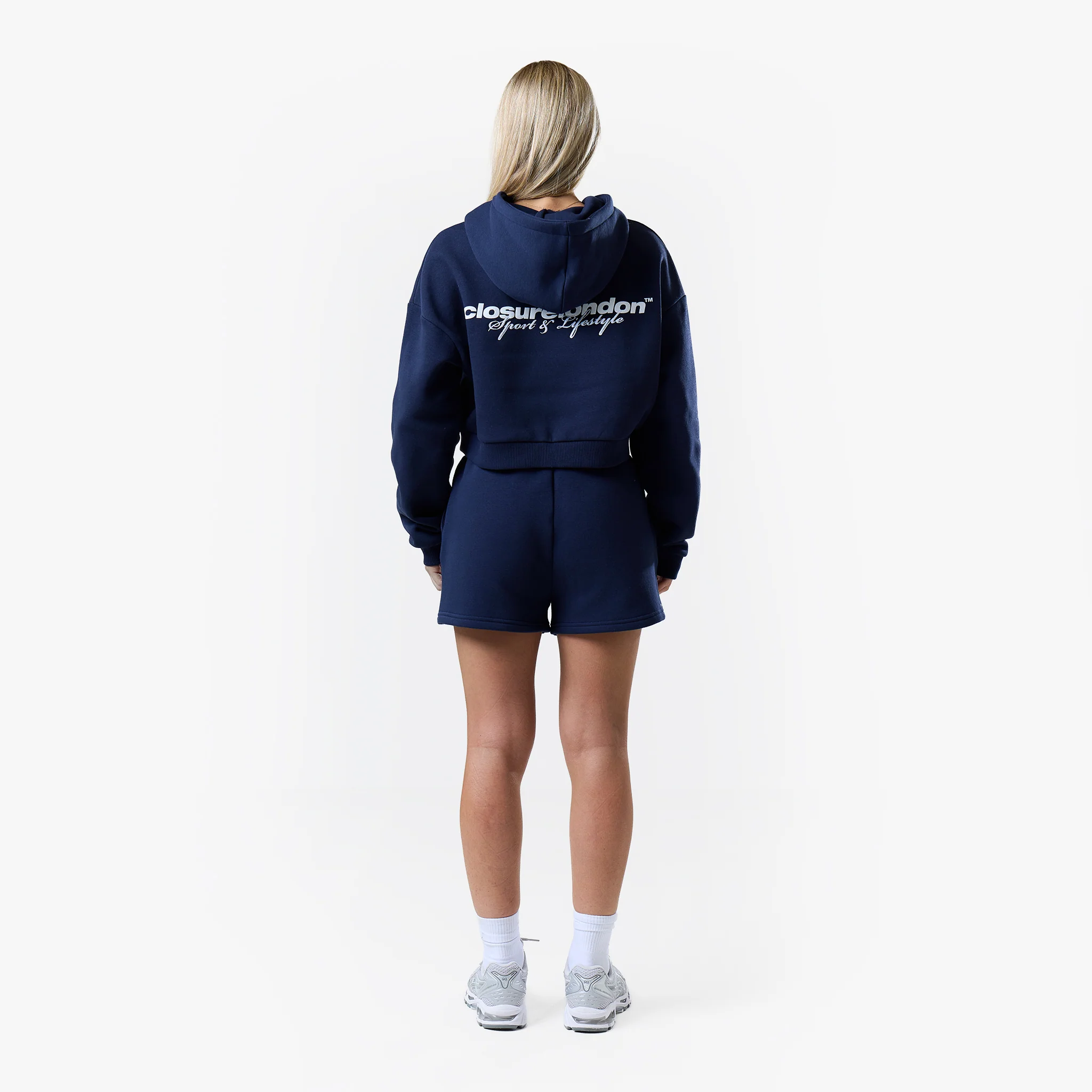 Stacked Cropped Hoodie Twinset | Navy - Image 2