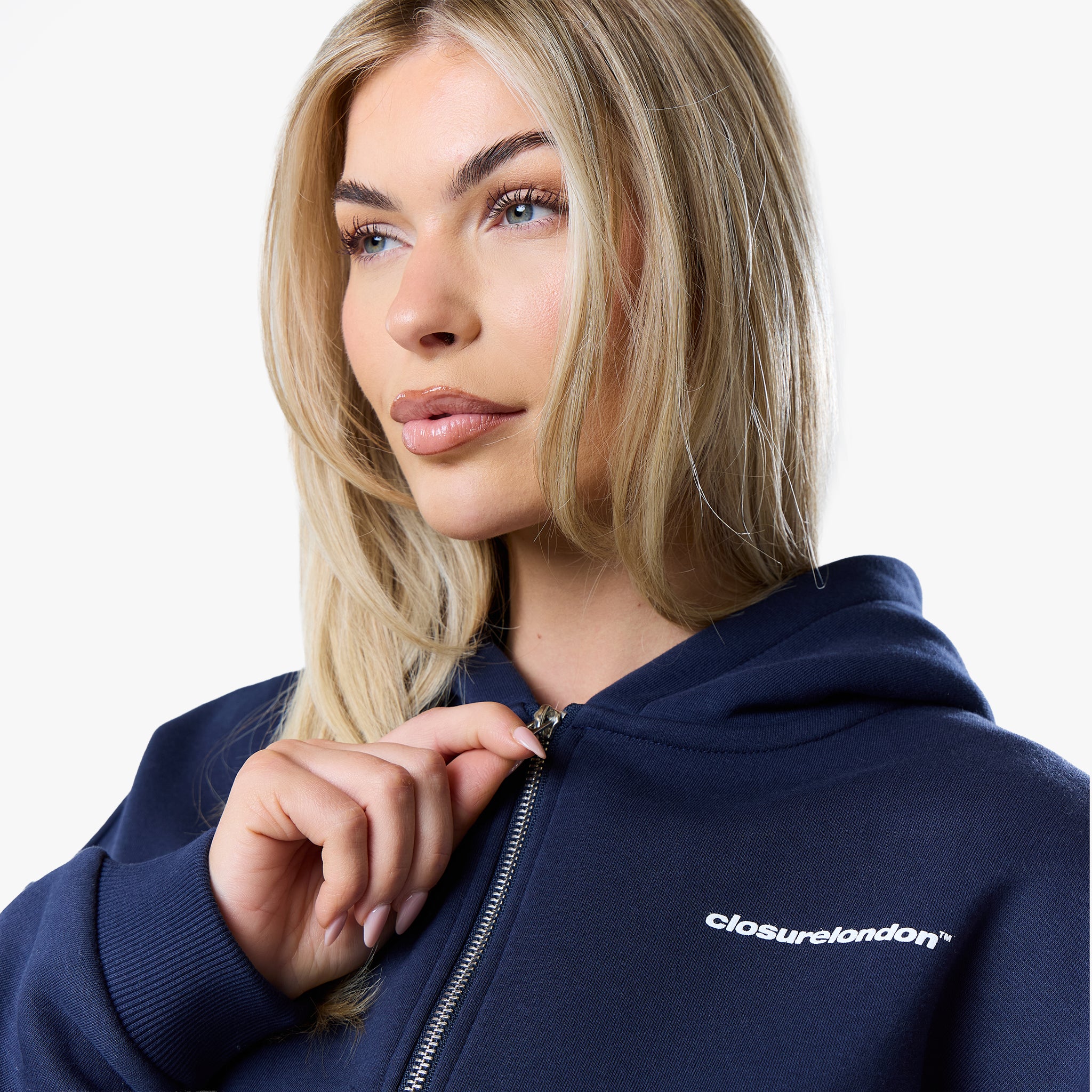 Stacked Cropped Hoodie Twinset | Navy - Image 4