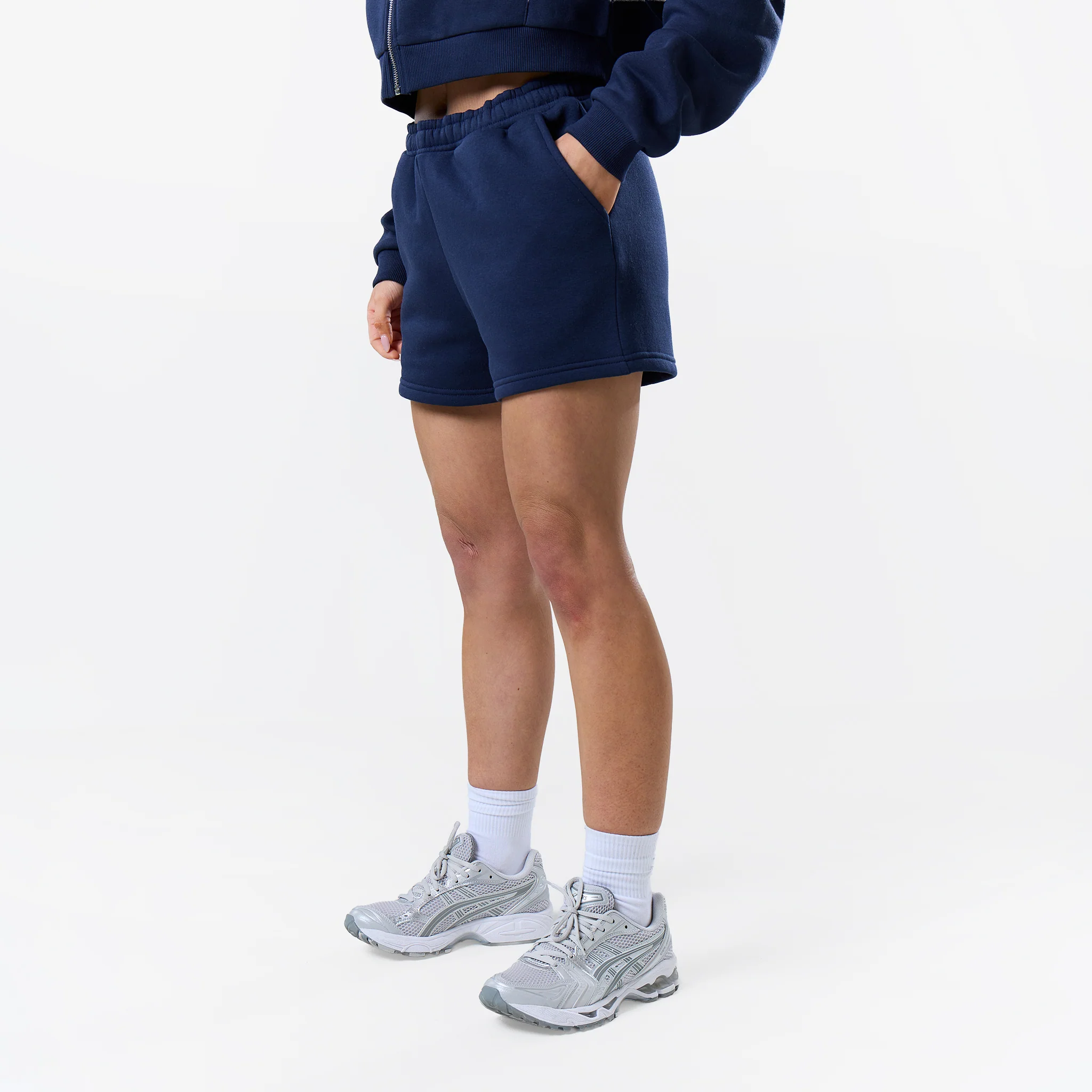 Stacked Cropped Hoodie Twinset | Navy - Image 6