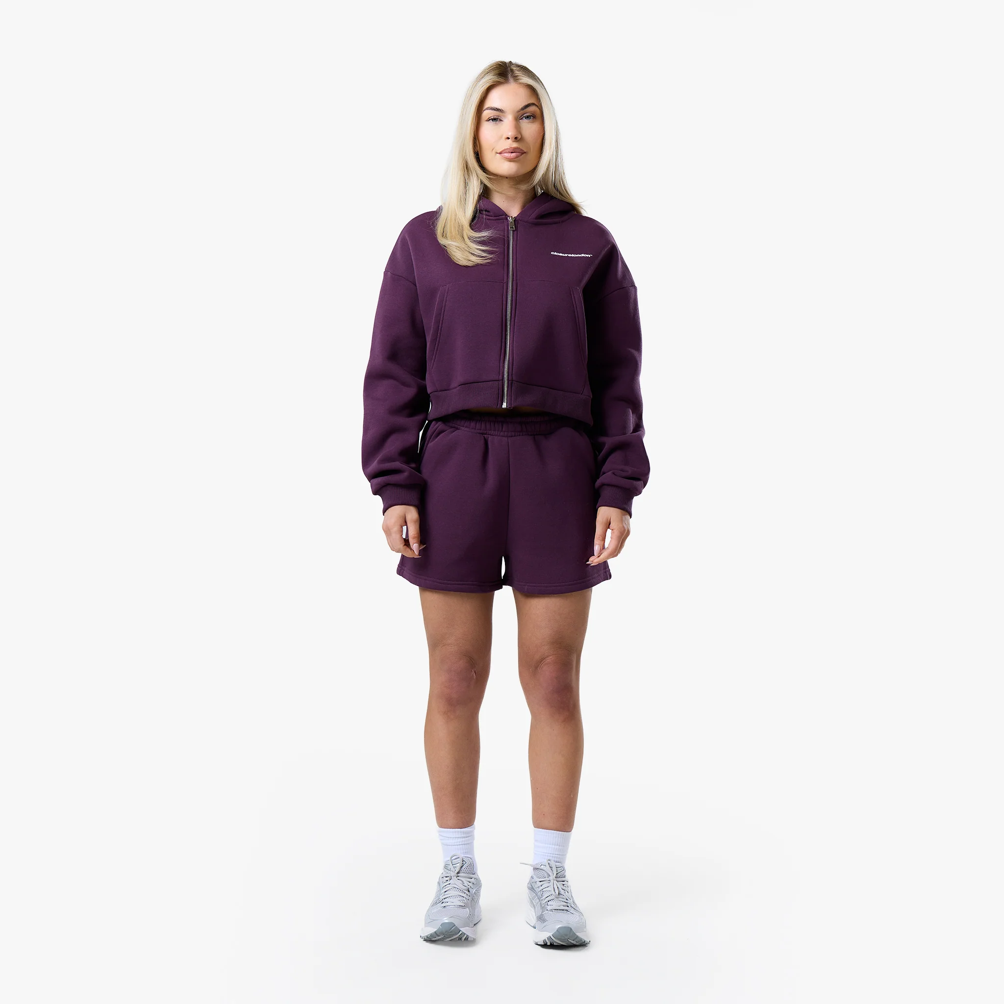 Stacked Cropped Hoodie Twinset | Plum - Image 10