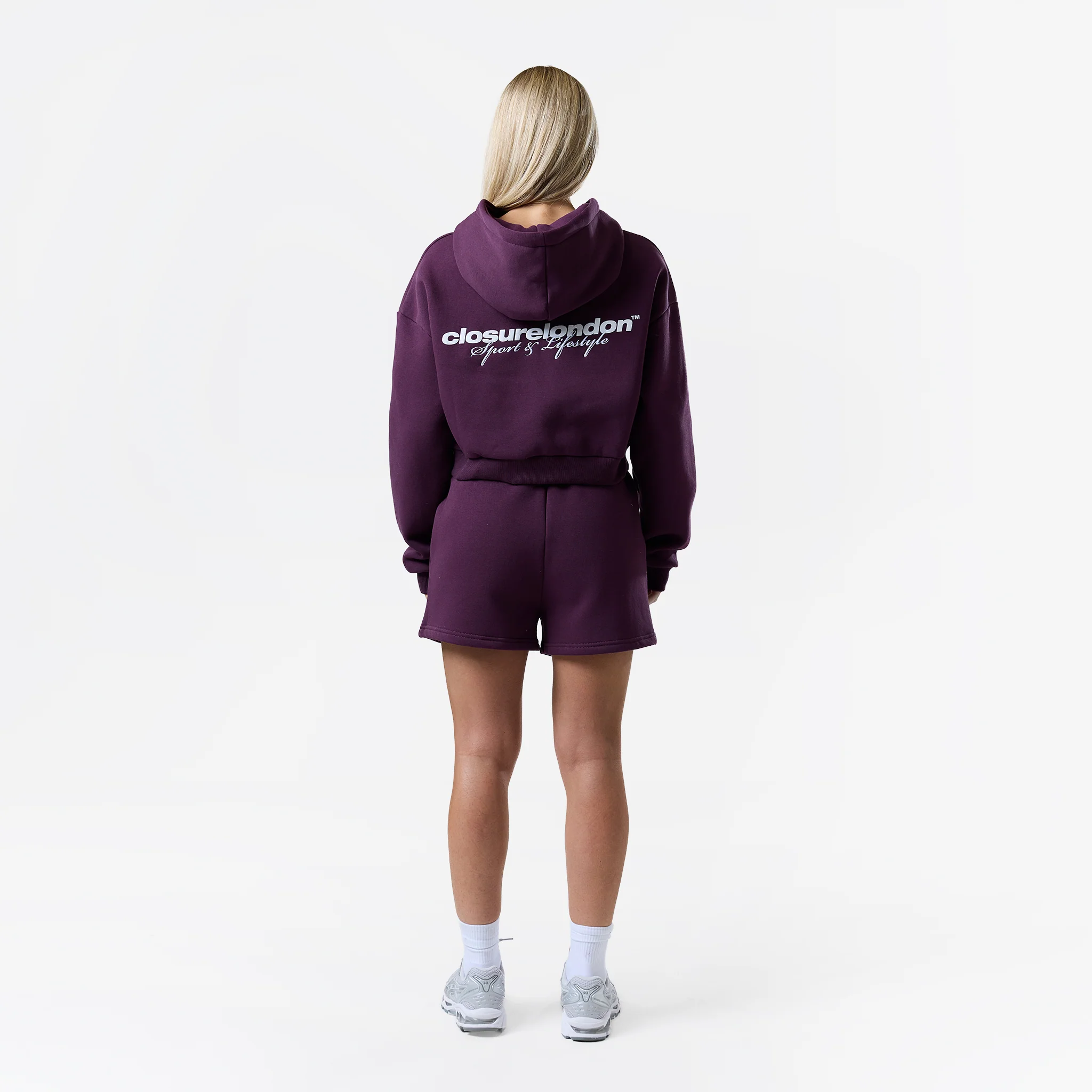 Stacked Cropped Hoodie Twinset | Plum - Image 2