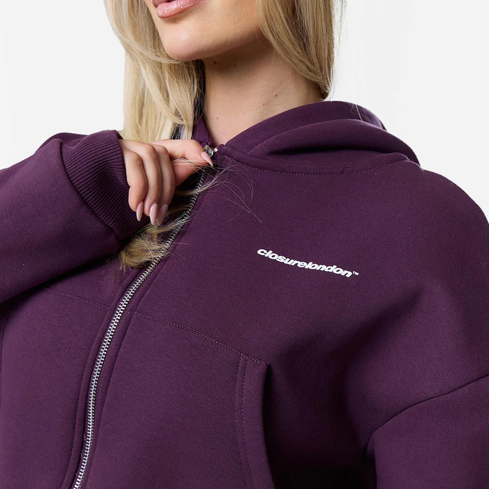 Stacked Cropped Hoodie Twinset | Plum - Image 6