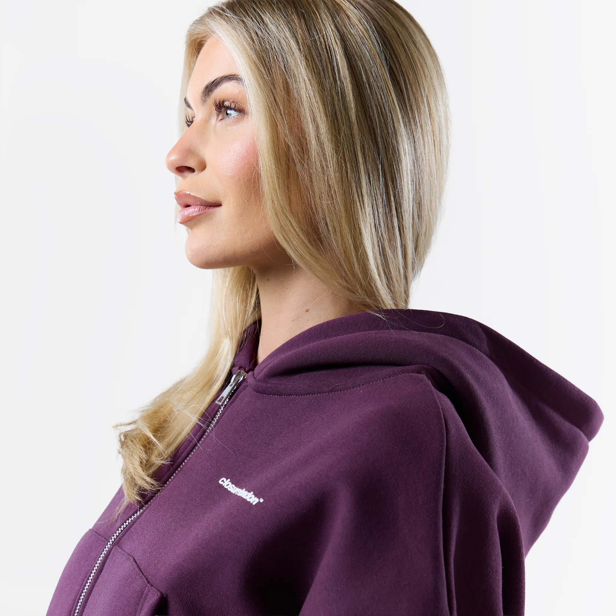 Stacked Cropped Hoodie Twinset | Plum - Image 7