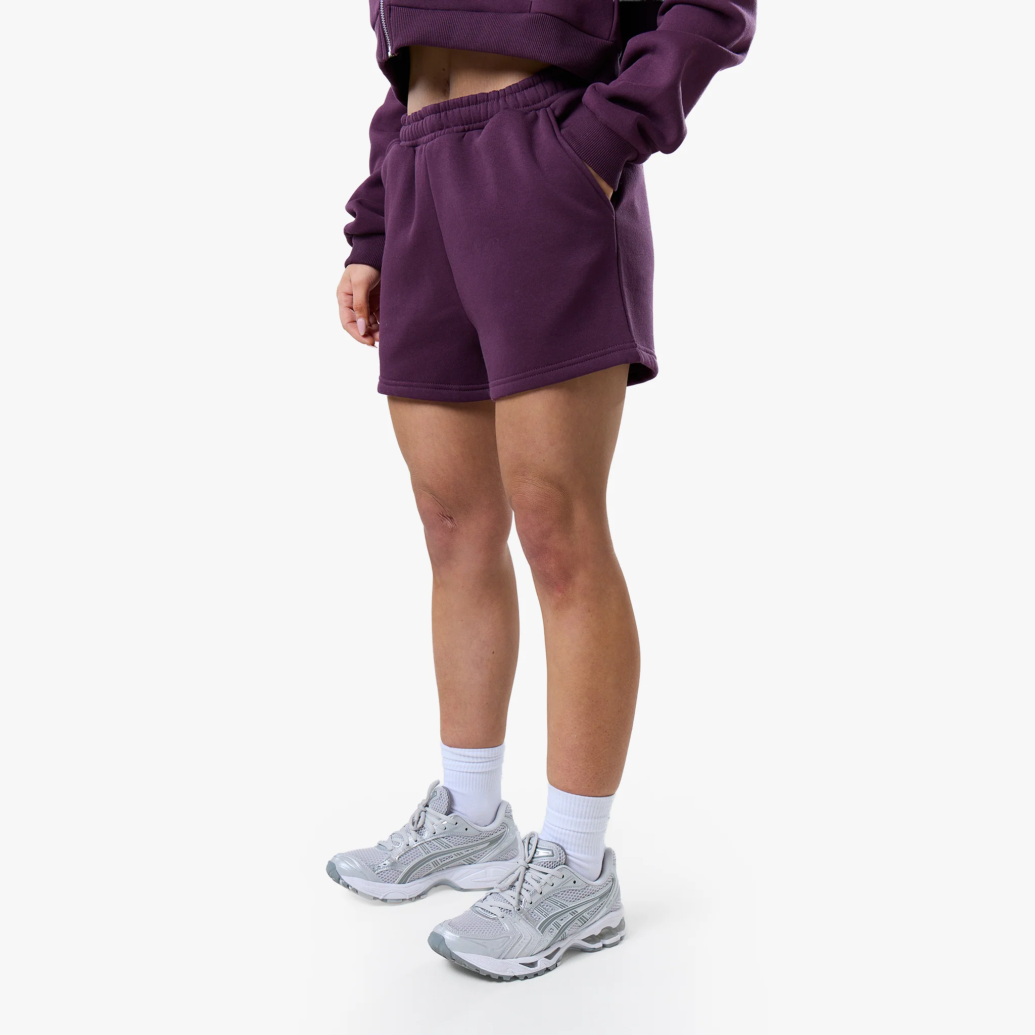 Stacked Cropped Hoodie Twinset | Plum - Image 9