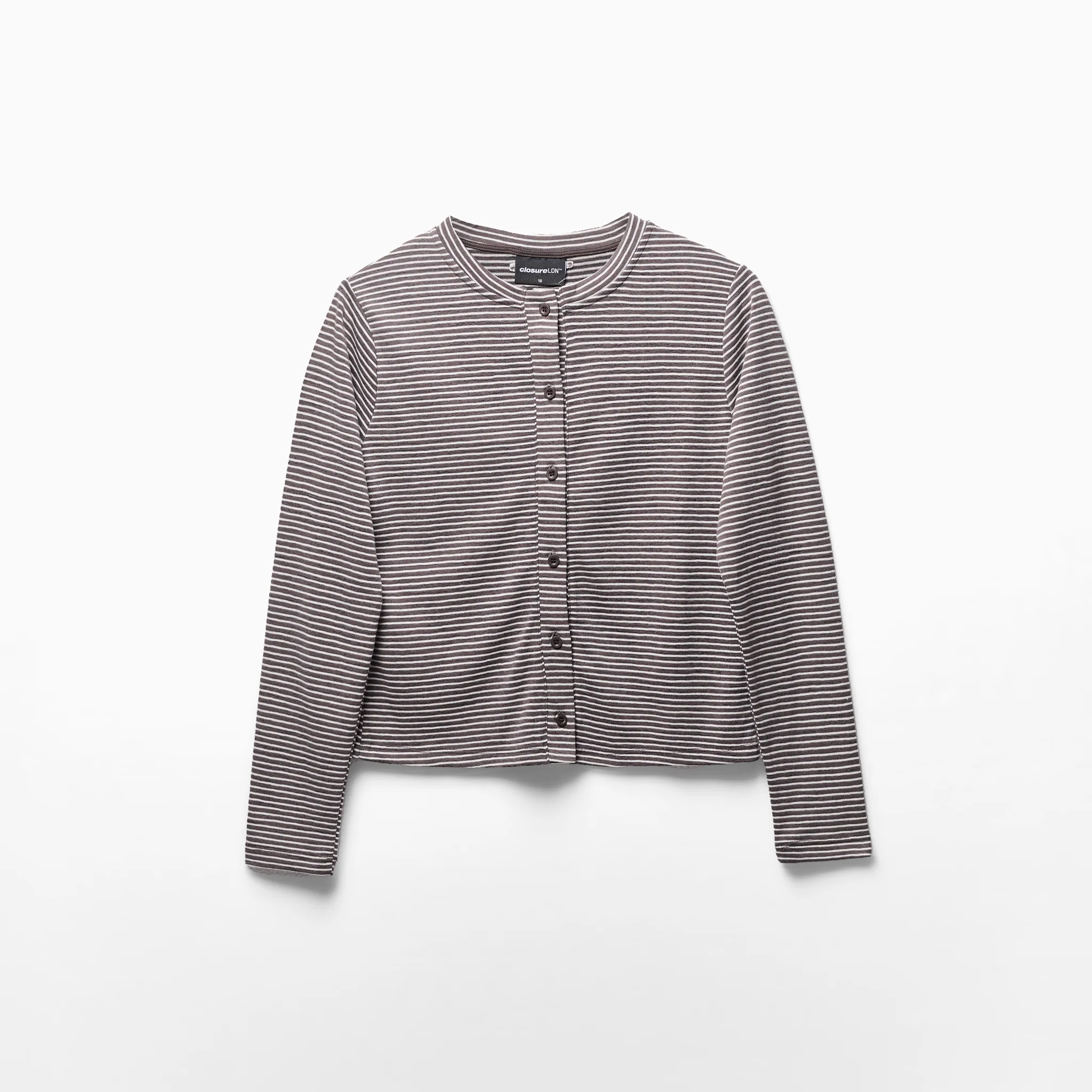 Stripe Button Up Top | White/Brown - Image 9