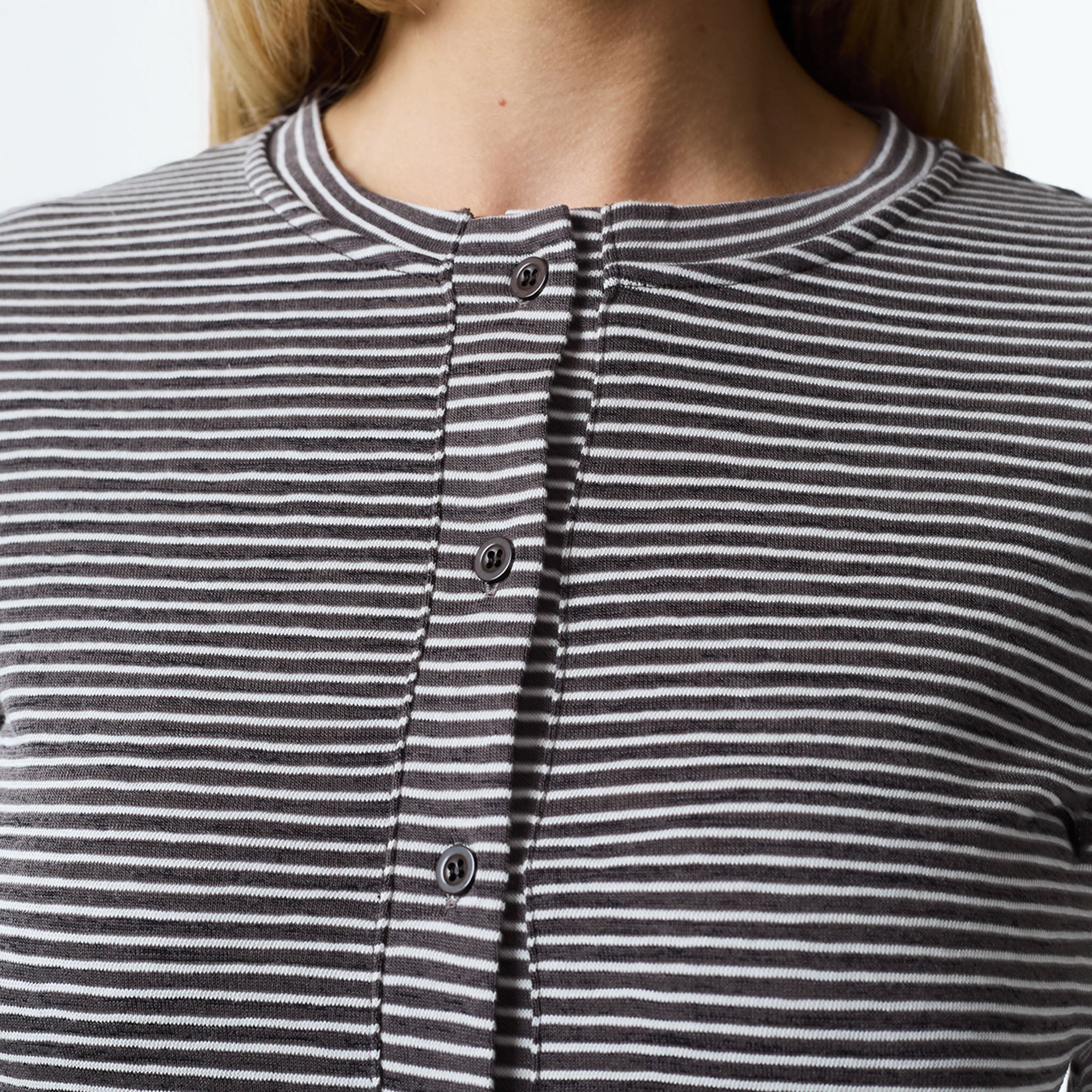 Stripe Open Hem Set | White/Brown - Image 3