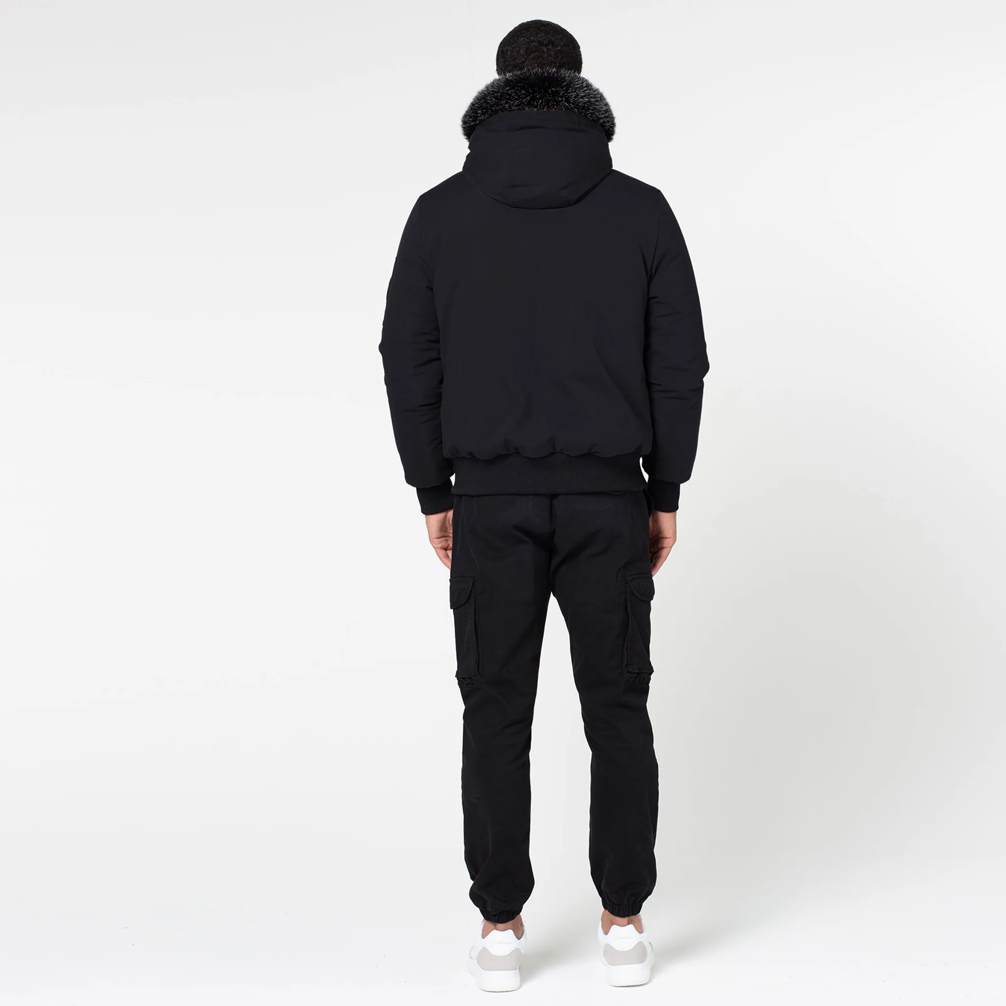 Taped Zip Pocket Short Puffer Jacket | Black - Image 6