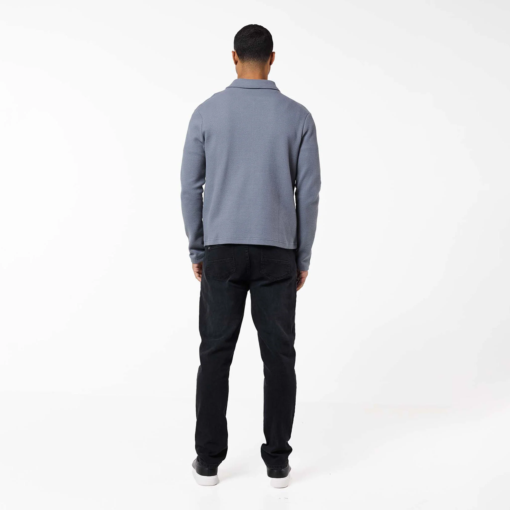 Textured Full Zip Overshirt | Mid Grey - Image 10