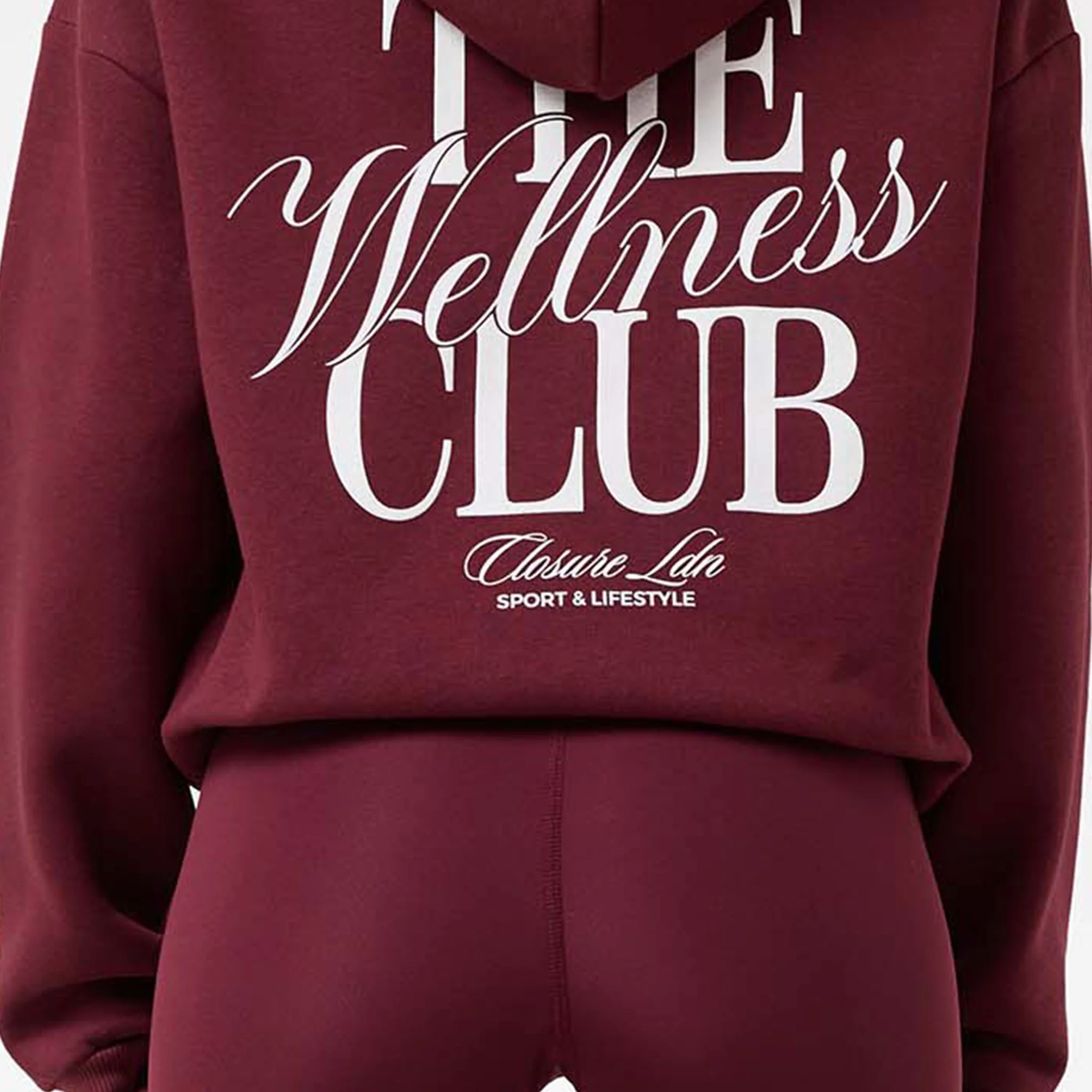 The Wellness Club Zip Hoodie | Burgundy/White - Image 6