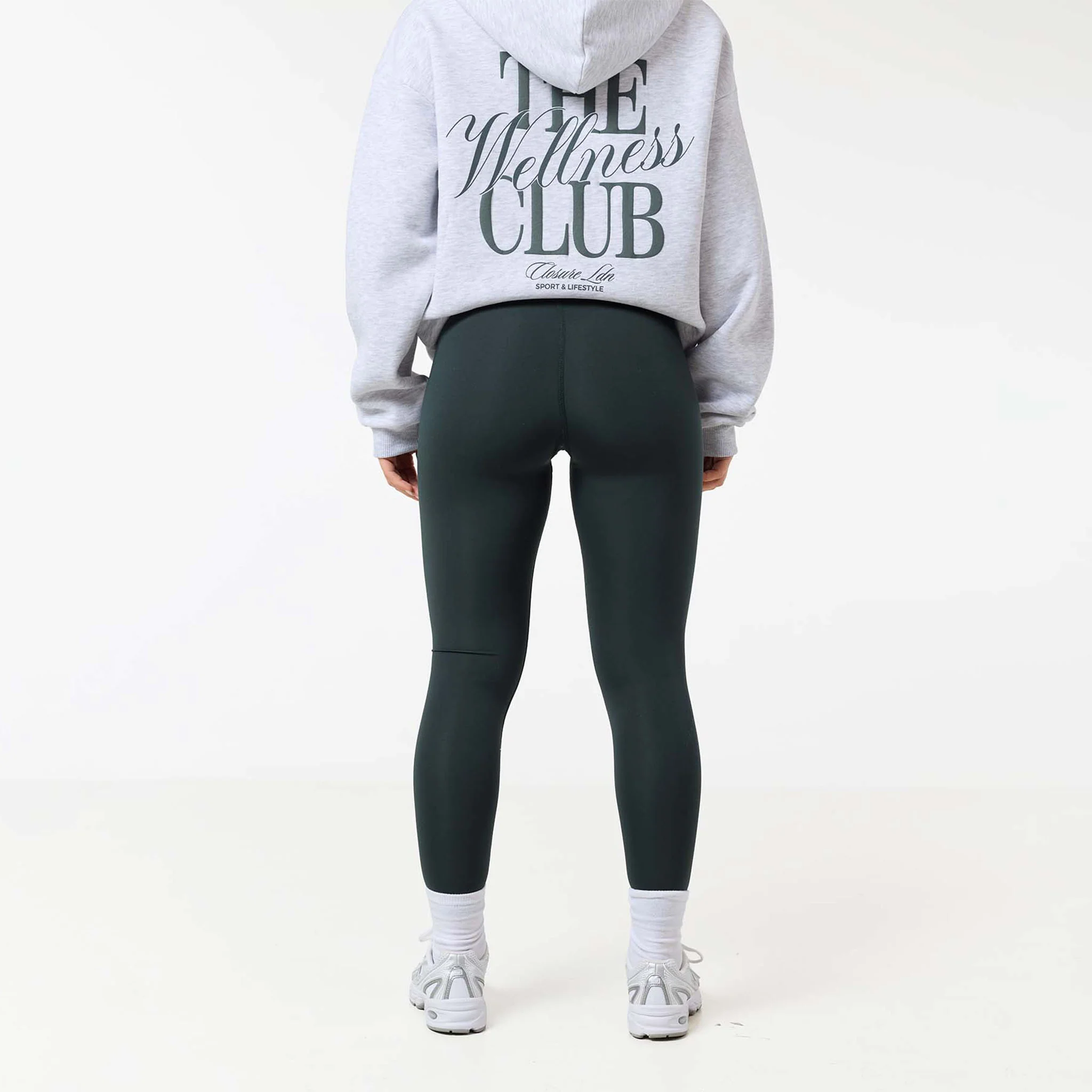 The Wellness Club Zip Hoodie | Grey Marl/Pine Green - Image 4
