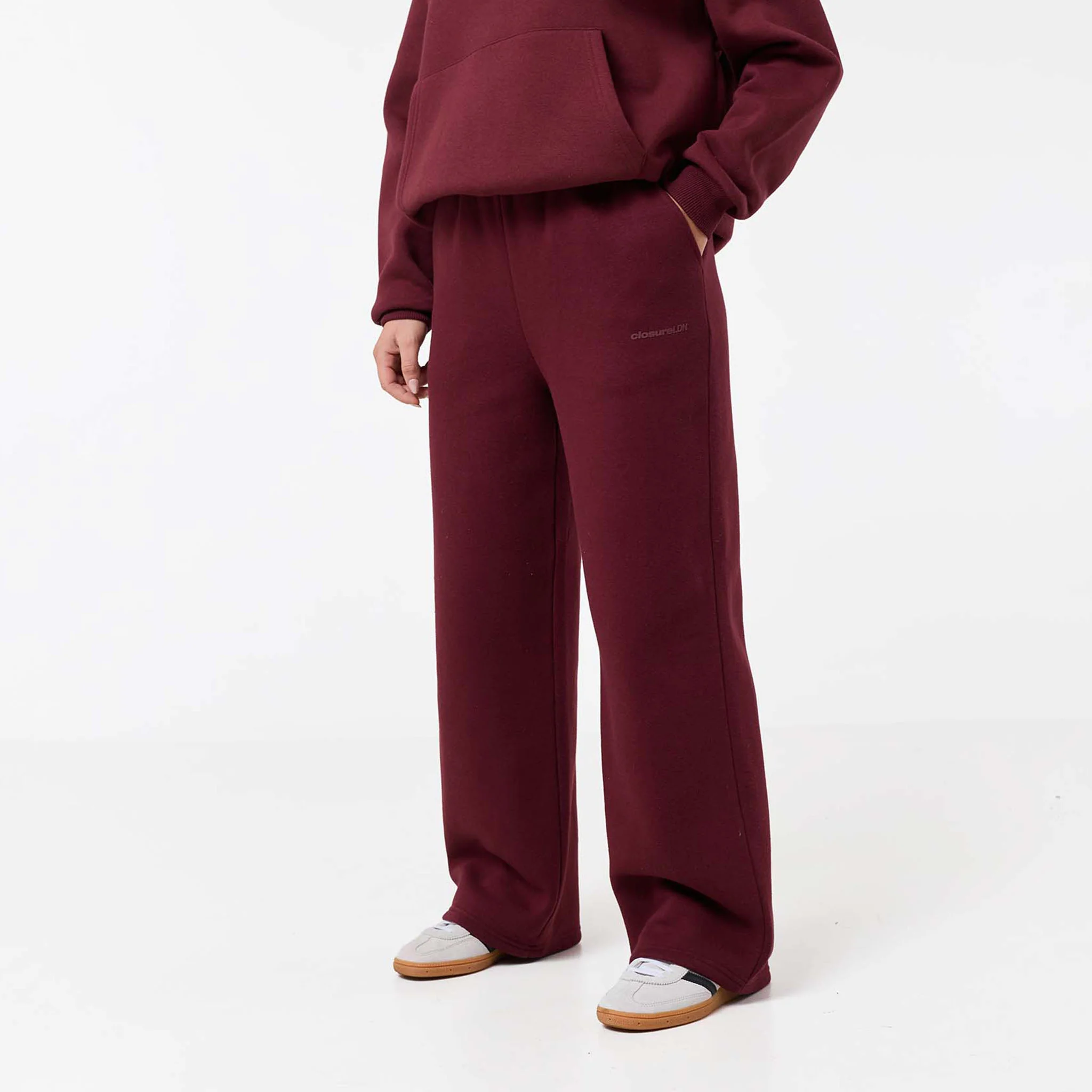 Tonal Core Logo Open Hem Tracksuit | Burgundy - Image 4