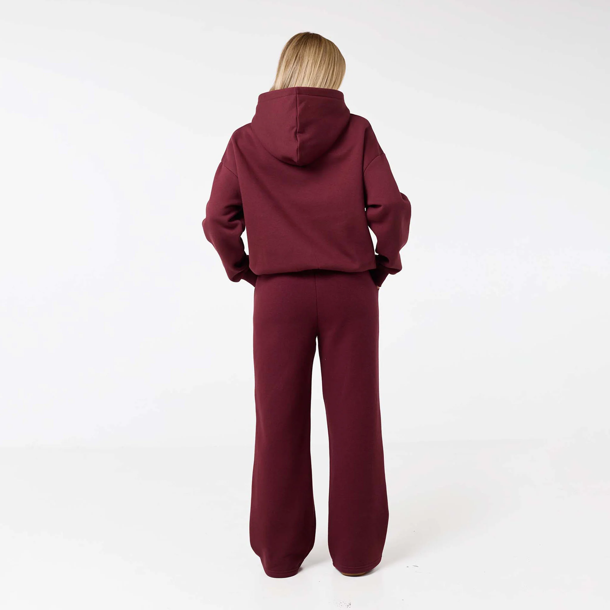 Tonal Core Logo Open Hem Tracksuit | Burgundy - Image 8