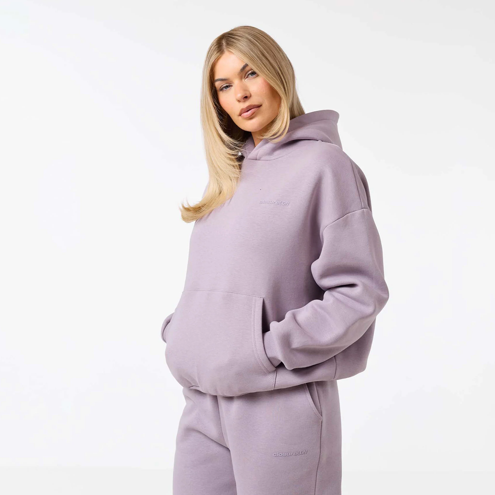 Tonal Core Logo Open Hem Tracksuit | Dusty Mauve - Image 2