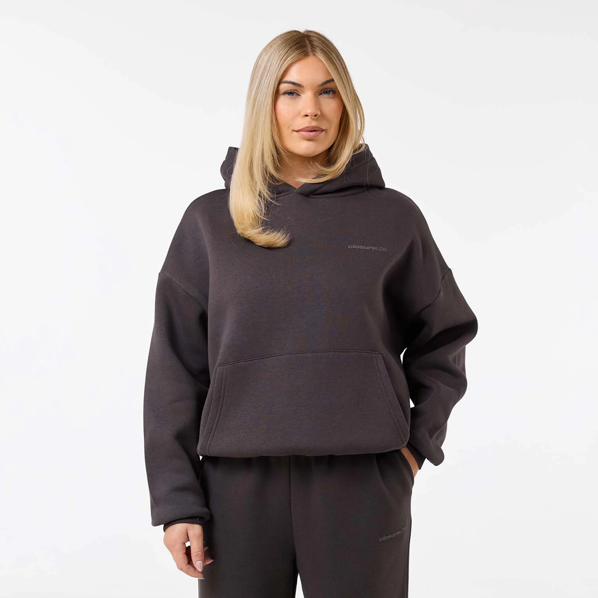 Tonal Core Logo Open Hem Tracksuit | Espresso - Image 2