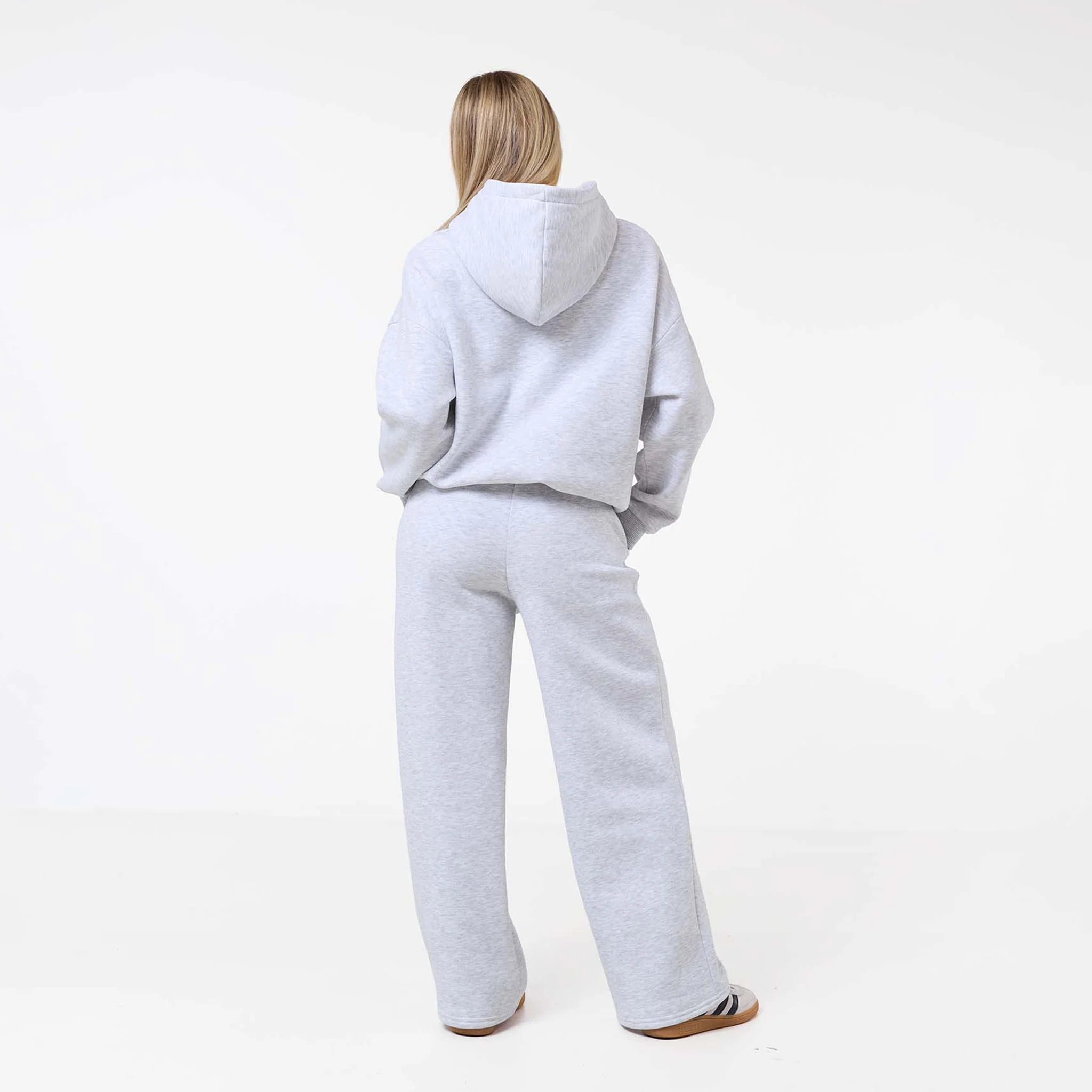 Tonal Core Logo Open Hem Tracksuit | Grey Marl - Image 7