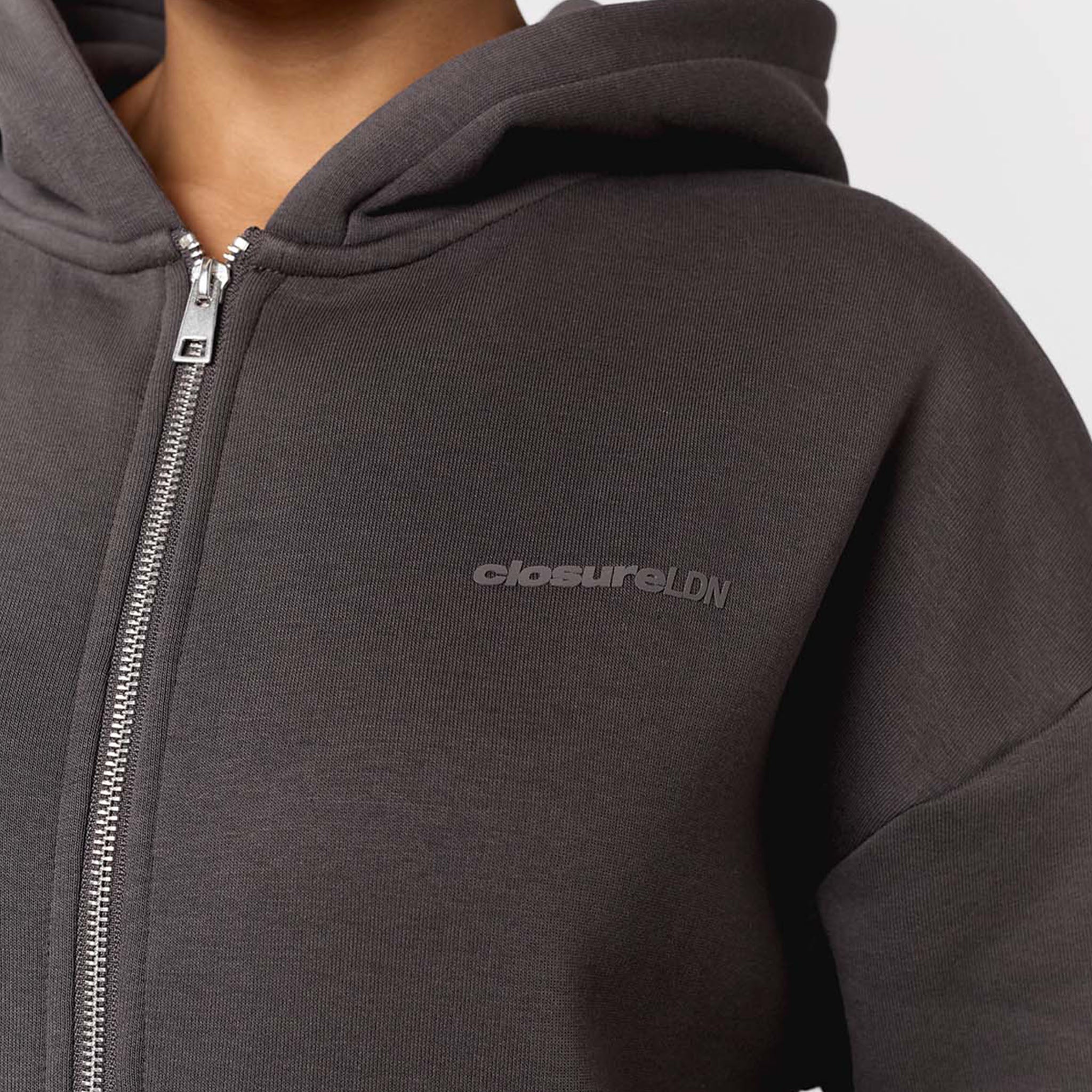 Tonal Core Logo Zip Hoodie | Dark Coffee - Image 3