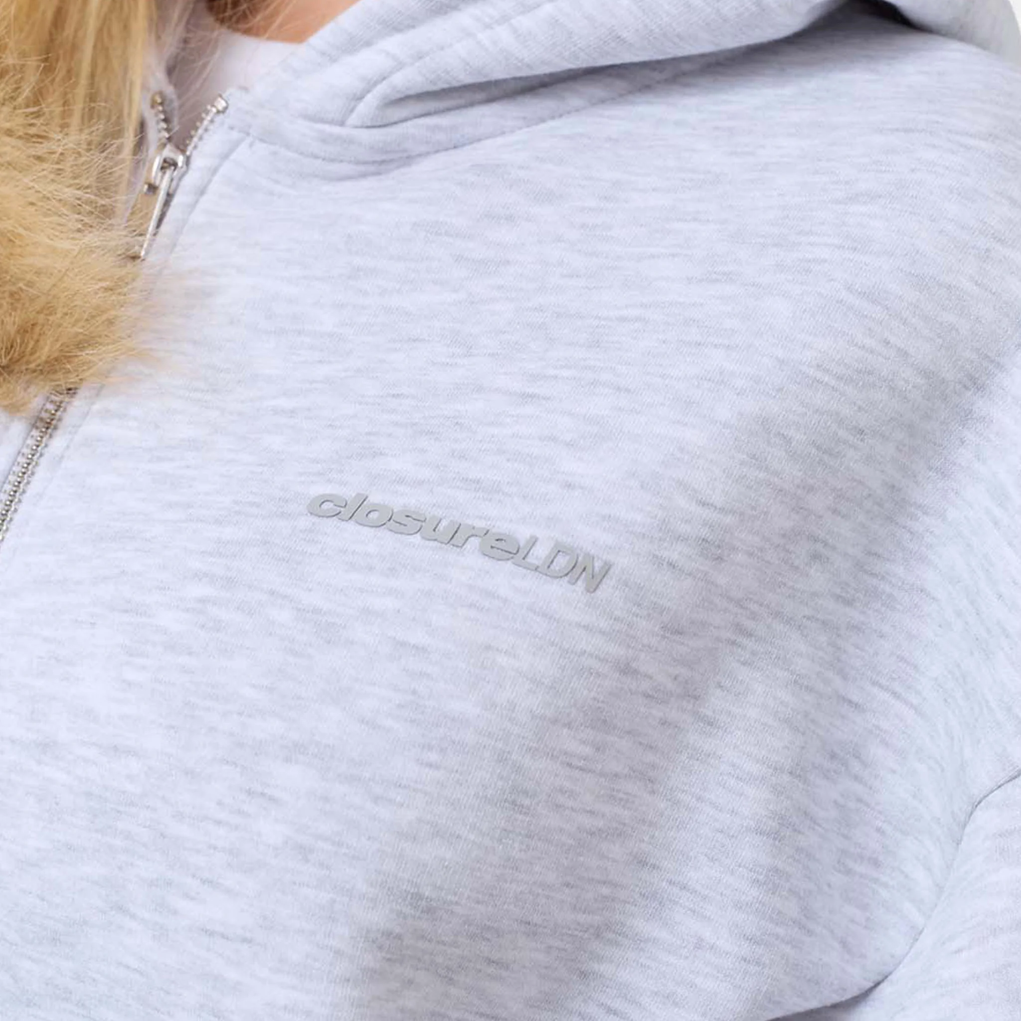 Tonal Core Logo Zip Core Open Hem Tracksuit  | Grey Marl - Image 4