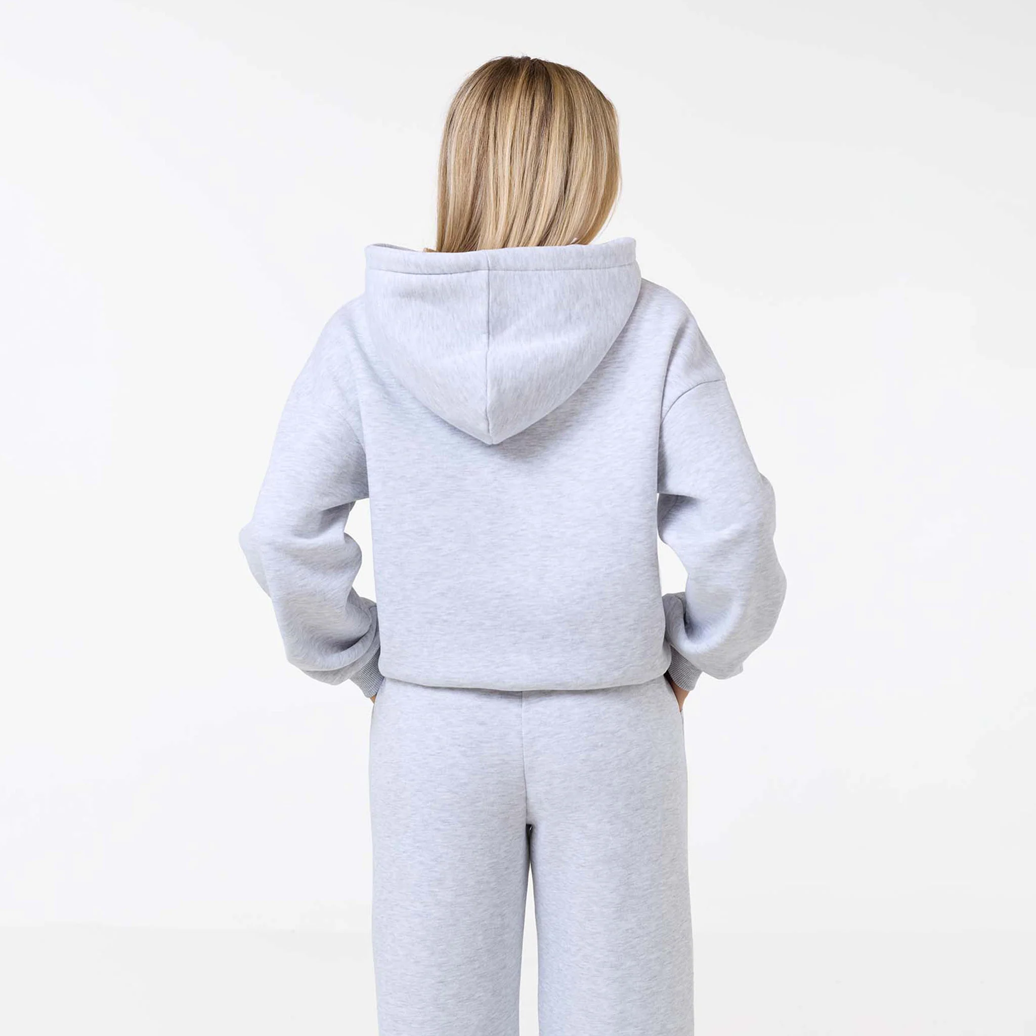 Tonal Core Logo Zip Core Open Hem Tracksuit  | Grey Marl - Image 7