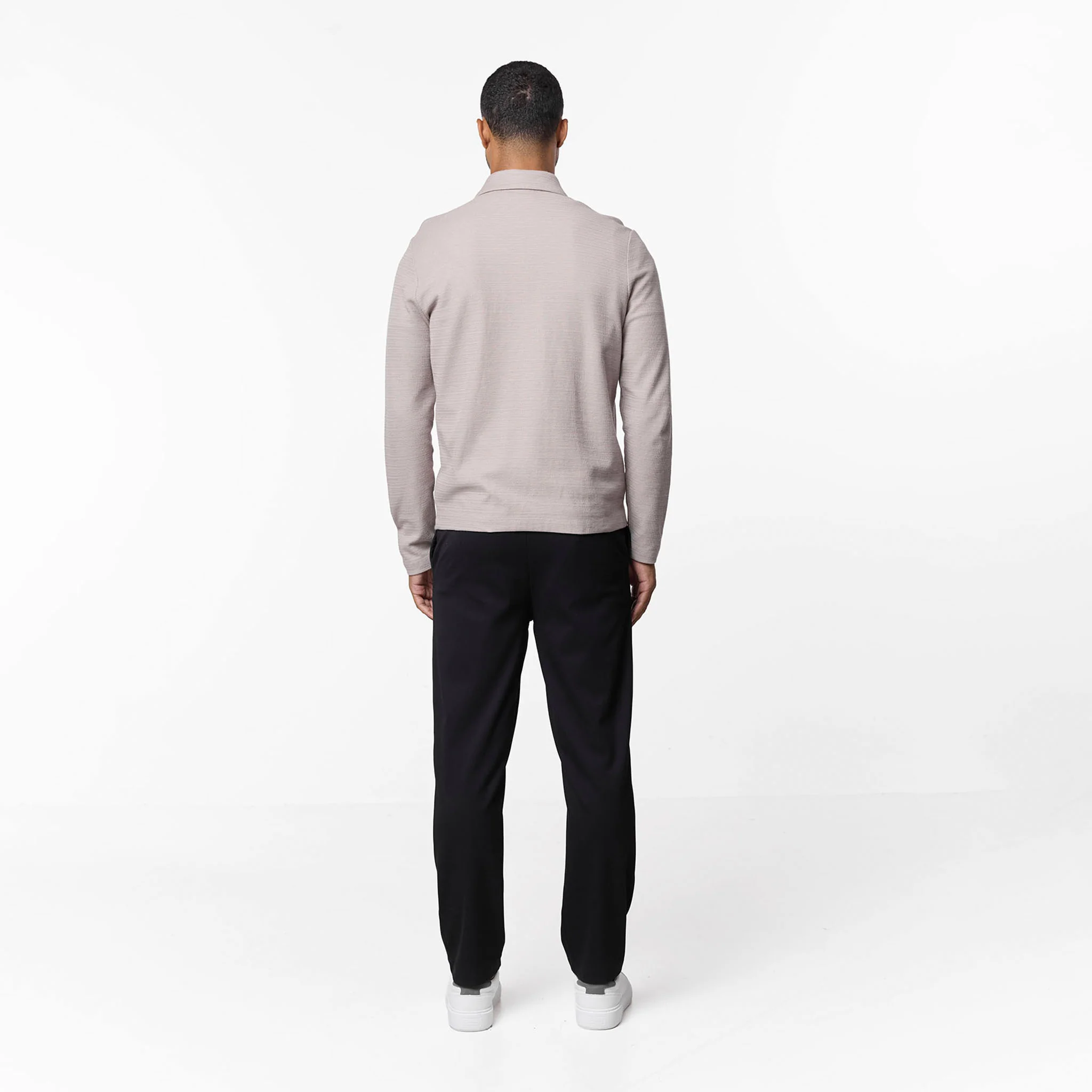 Tonal Knit Zip Overshirt | Stone - Image 6