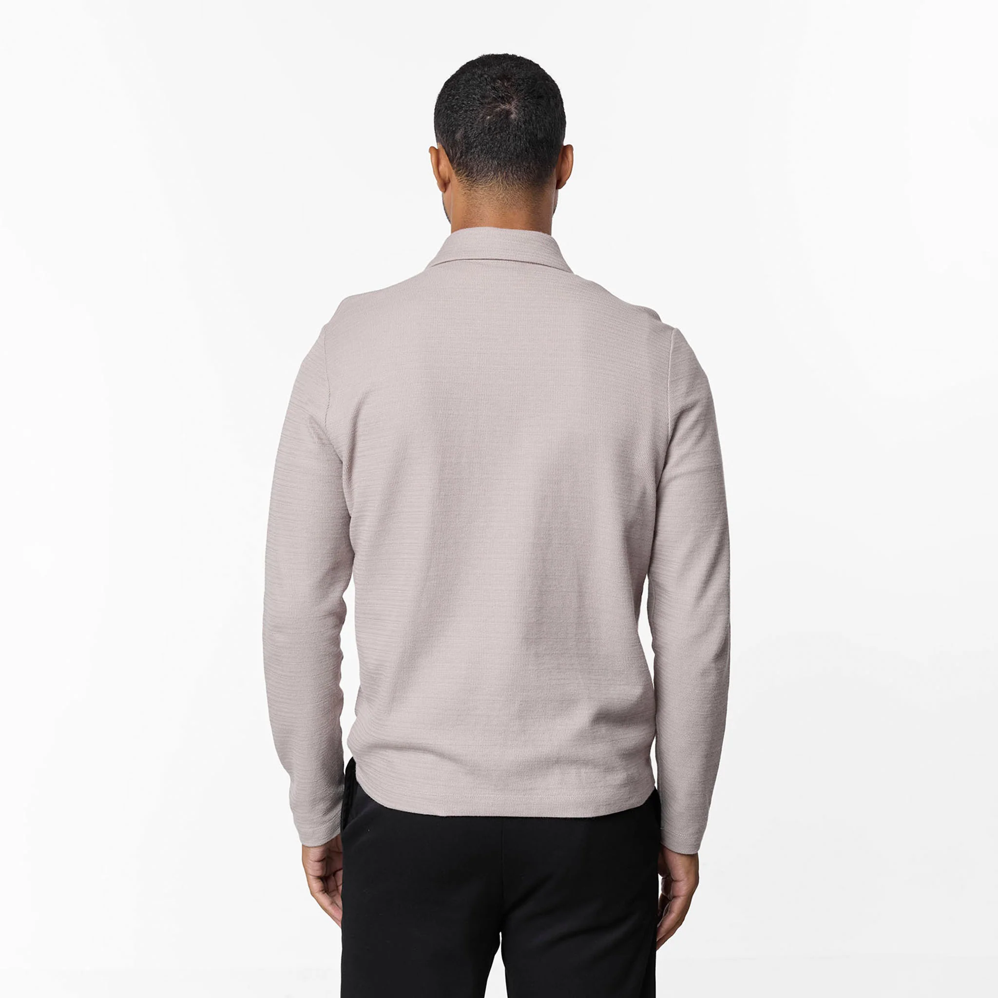 Tonal Knit Zip Overshirt | Stone - Image 7