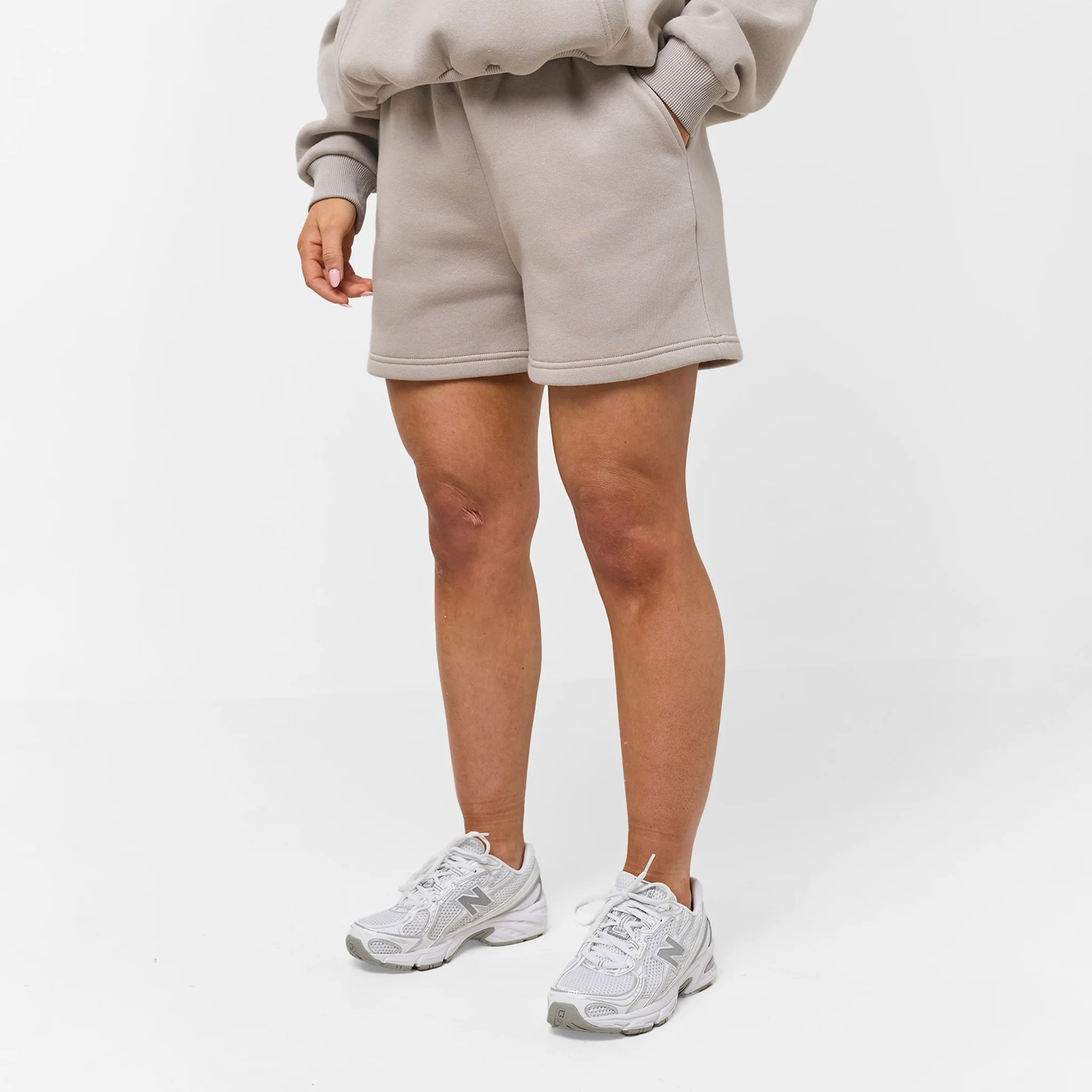Tonal Script Hood Twinset | Taupe - Image 5