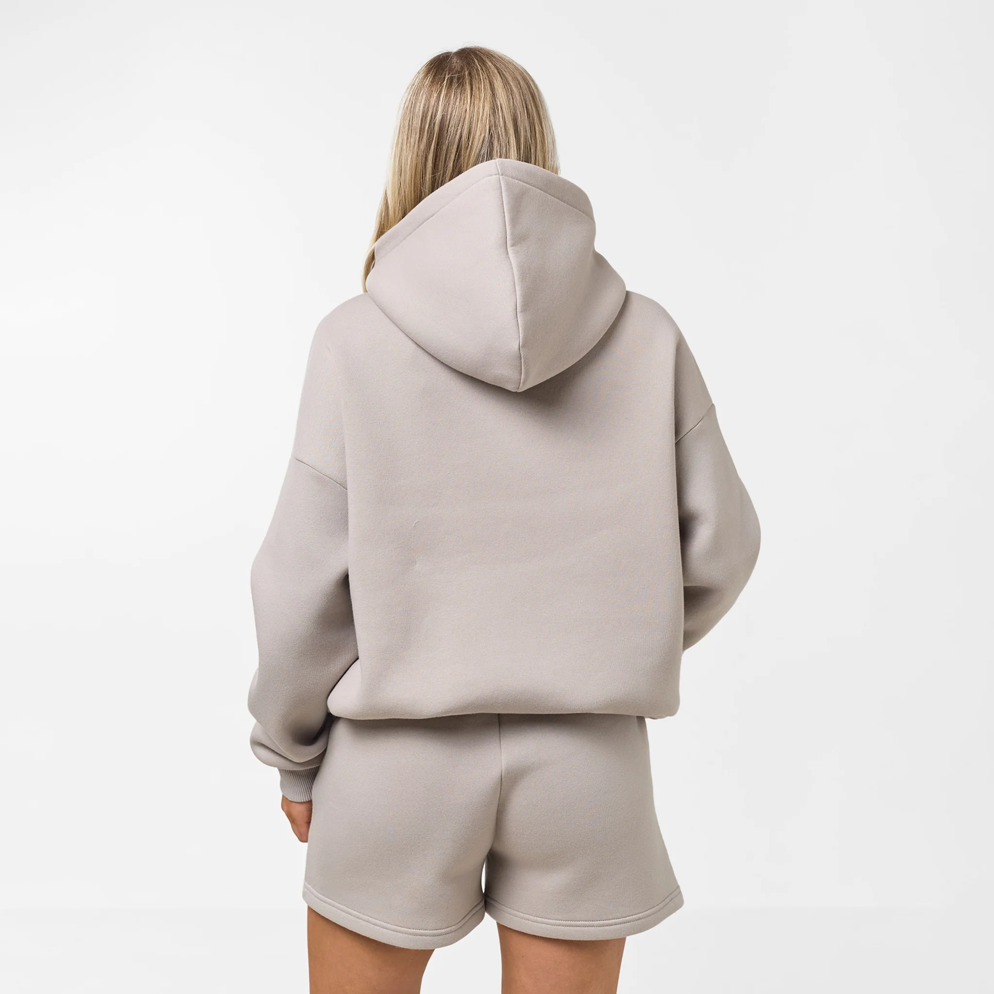 Tonal Script Hood Twinset | Taupe - Image 8