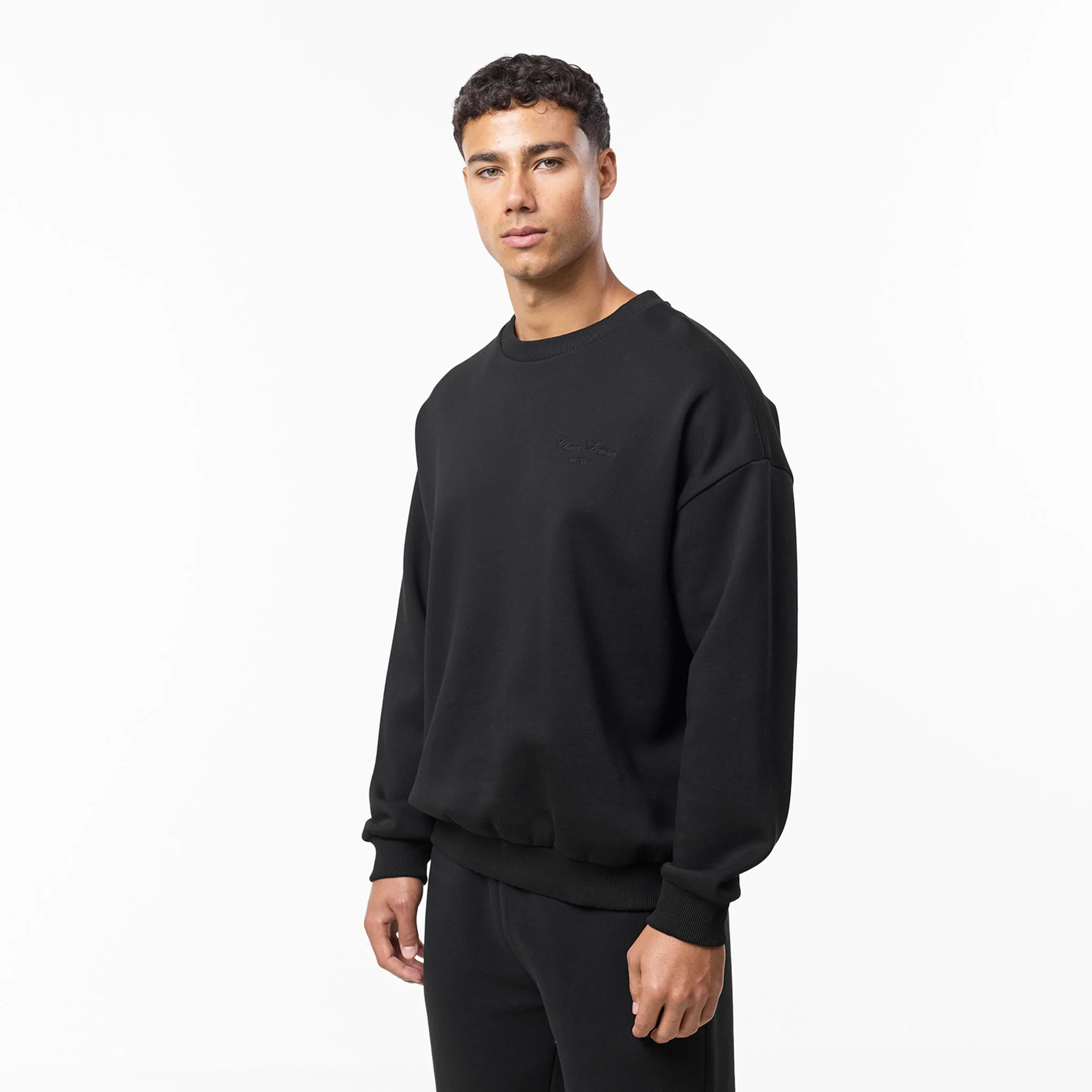 Tonal Signature Open Hem Tracksuit | Black - Image 5