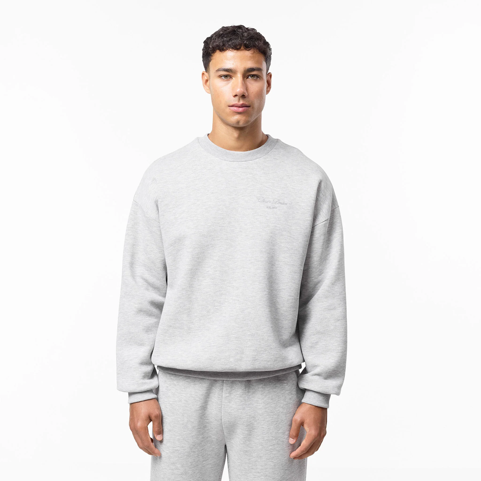 Tonal Signature Open Hem Tracksuit | Grey Marl - Image 6