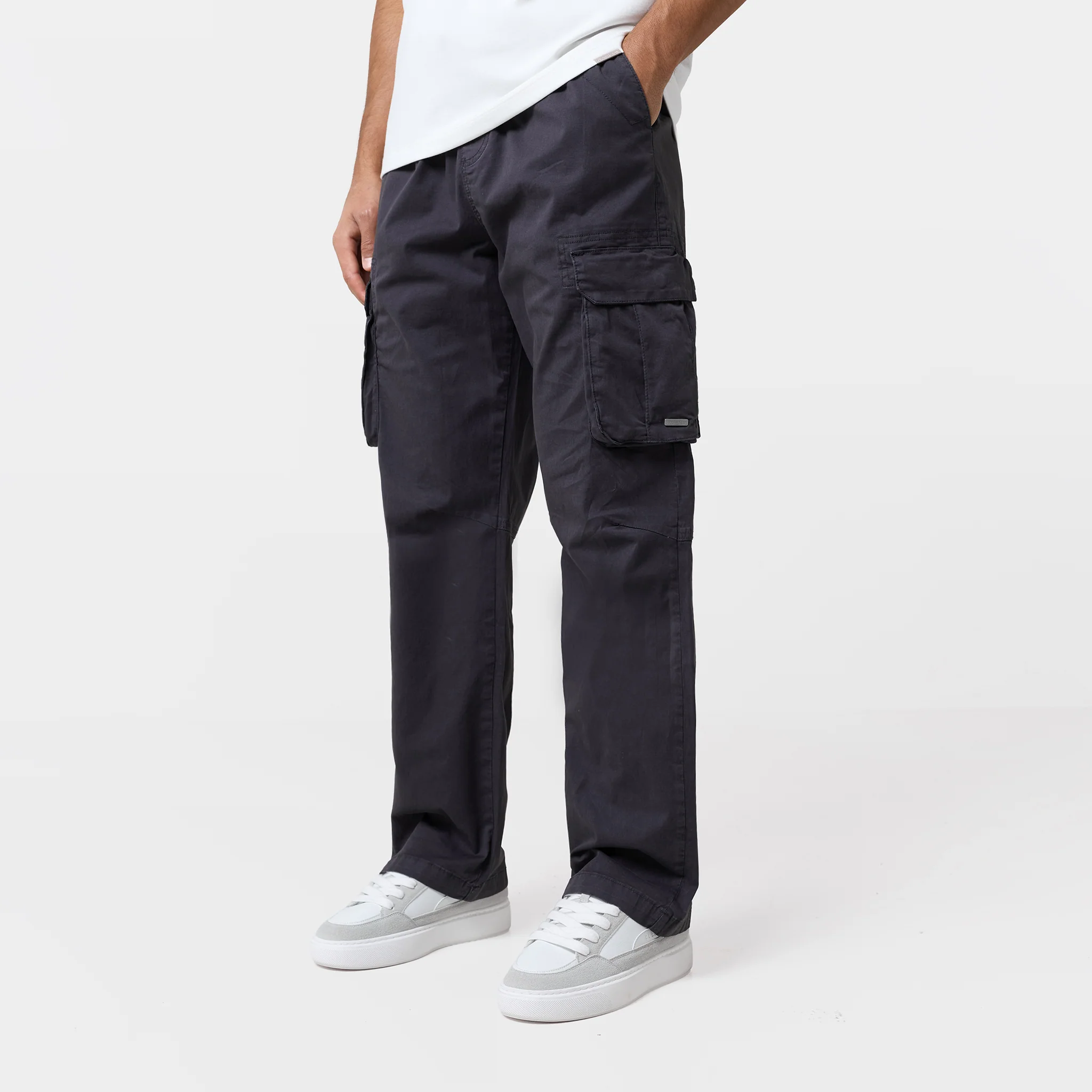 Twill Open Hem Cargo Pant | Charcoal