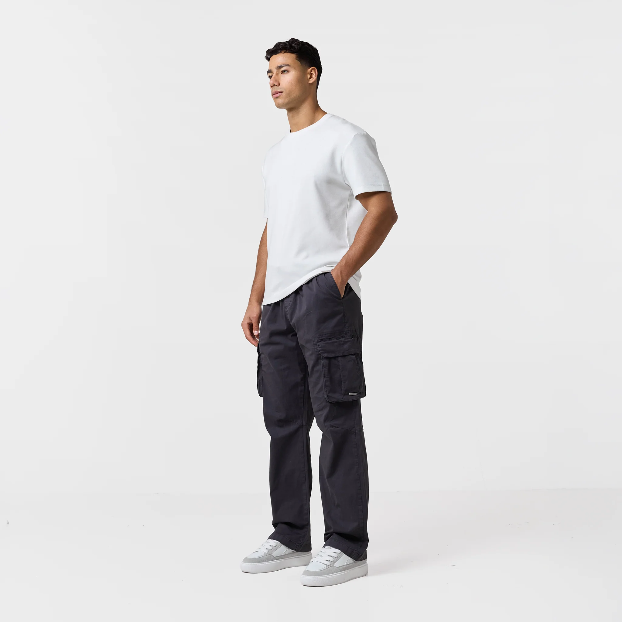 Twill Open Hem Cargo Pant | Charcoal - Image 2