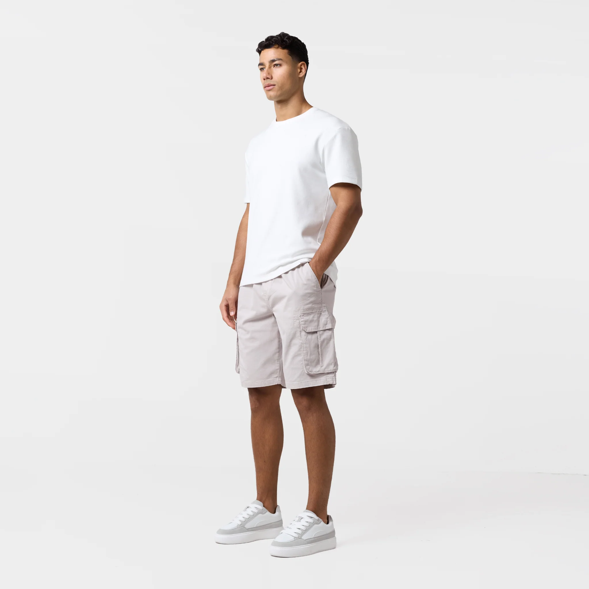 Twill Relaxed Cargo Short | Stone - Image 3