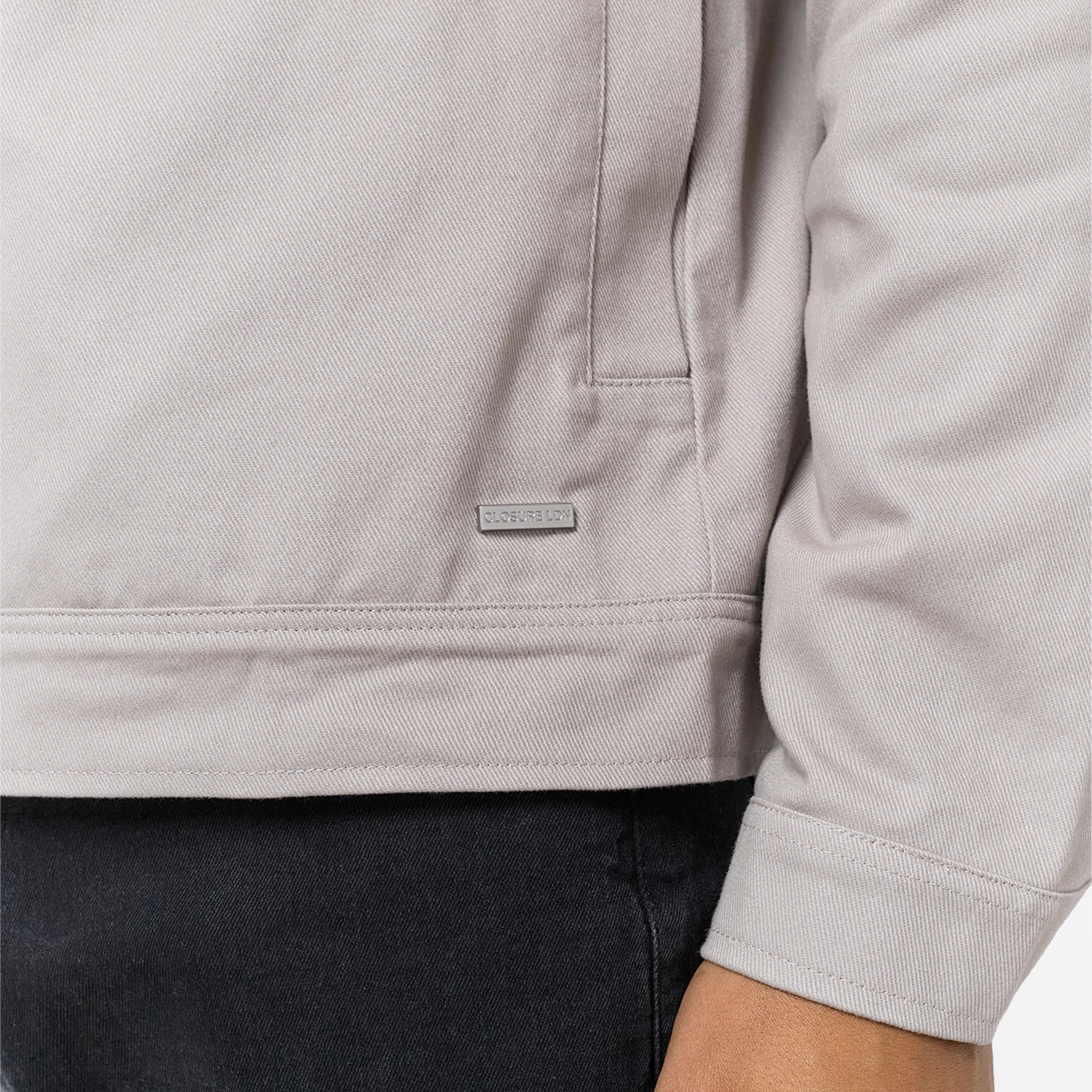 Twill Zip Up Jacket | Stone - Image 3