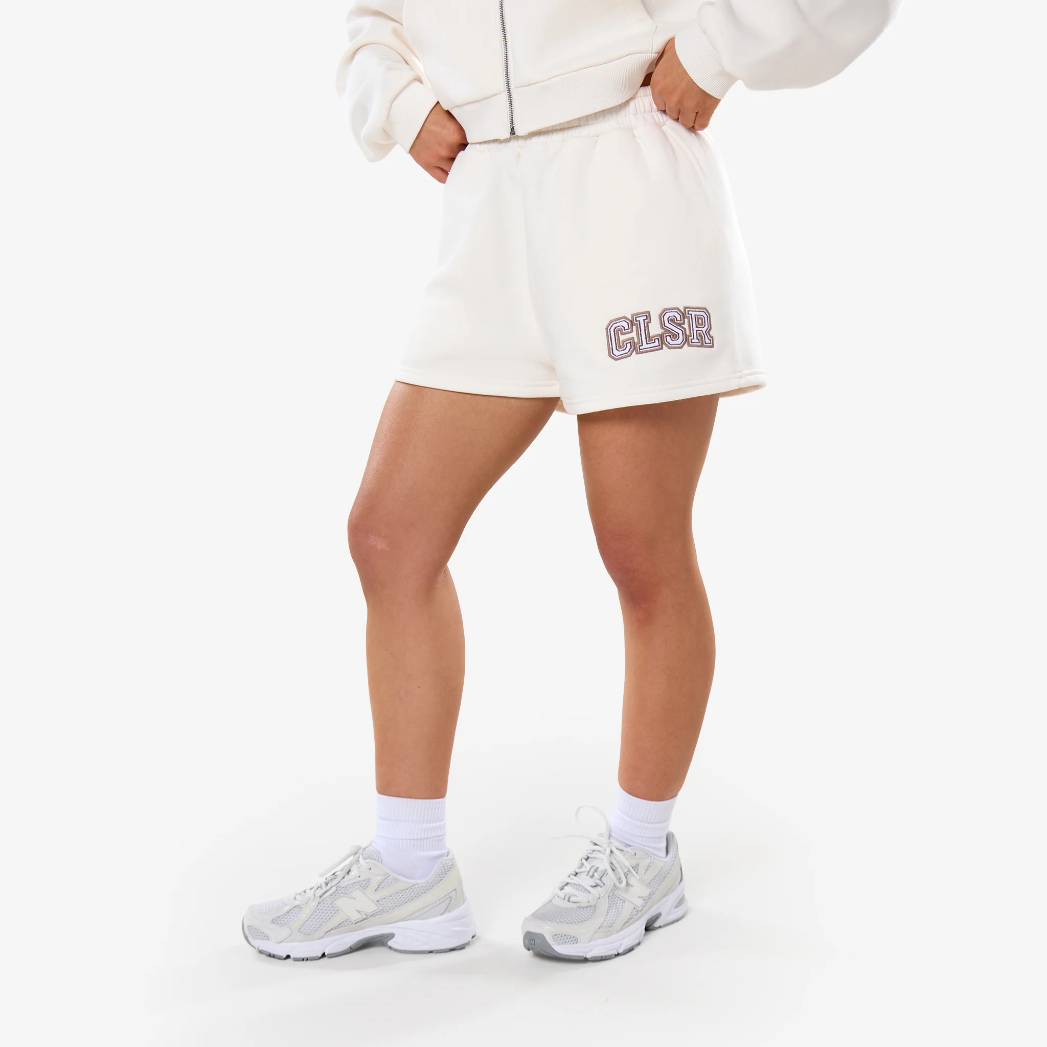 Varsity Applique Zip Through Twinset | Marshmallow - Image 5