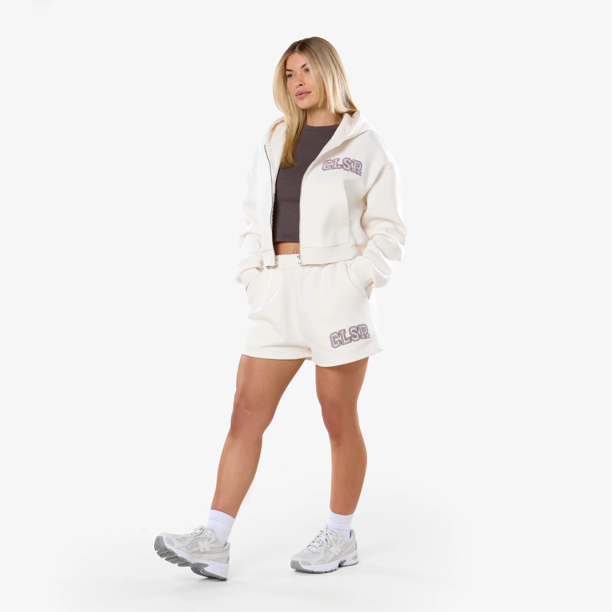 Varsity Applique Zip Through Twinset | Marshmallow - Image 7