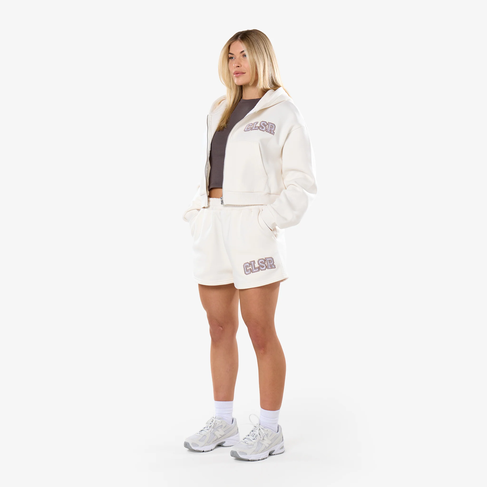 Varsity Applique Zip Through Twinset | Marshmallow - Image 8
