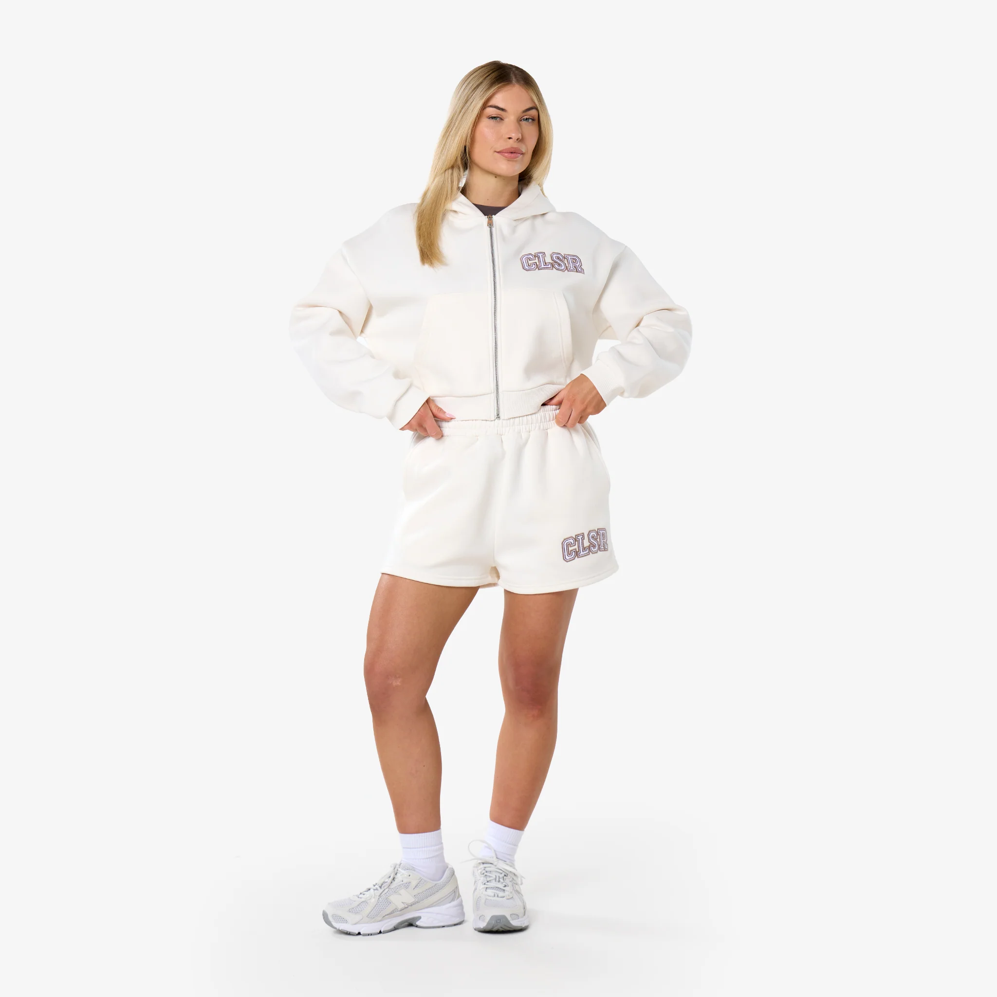 Varsity Applique Zip Through Twinset | Marshmallow - Image 9