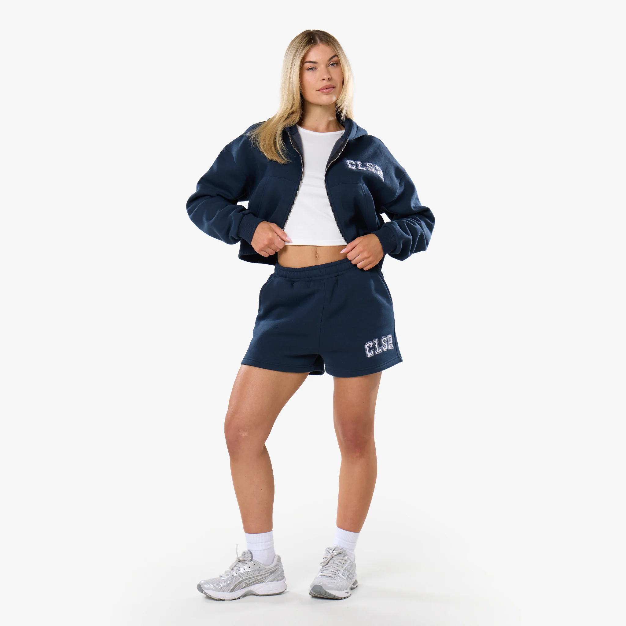 Varsity Applique Zip Through Twinset | Navy - Image 10
